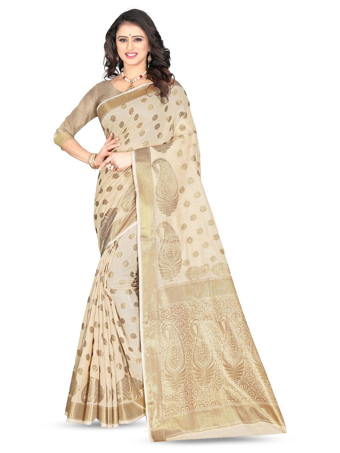 

VenderVilla Woven Design Ethnic Motifs Zari Saree, Brown