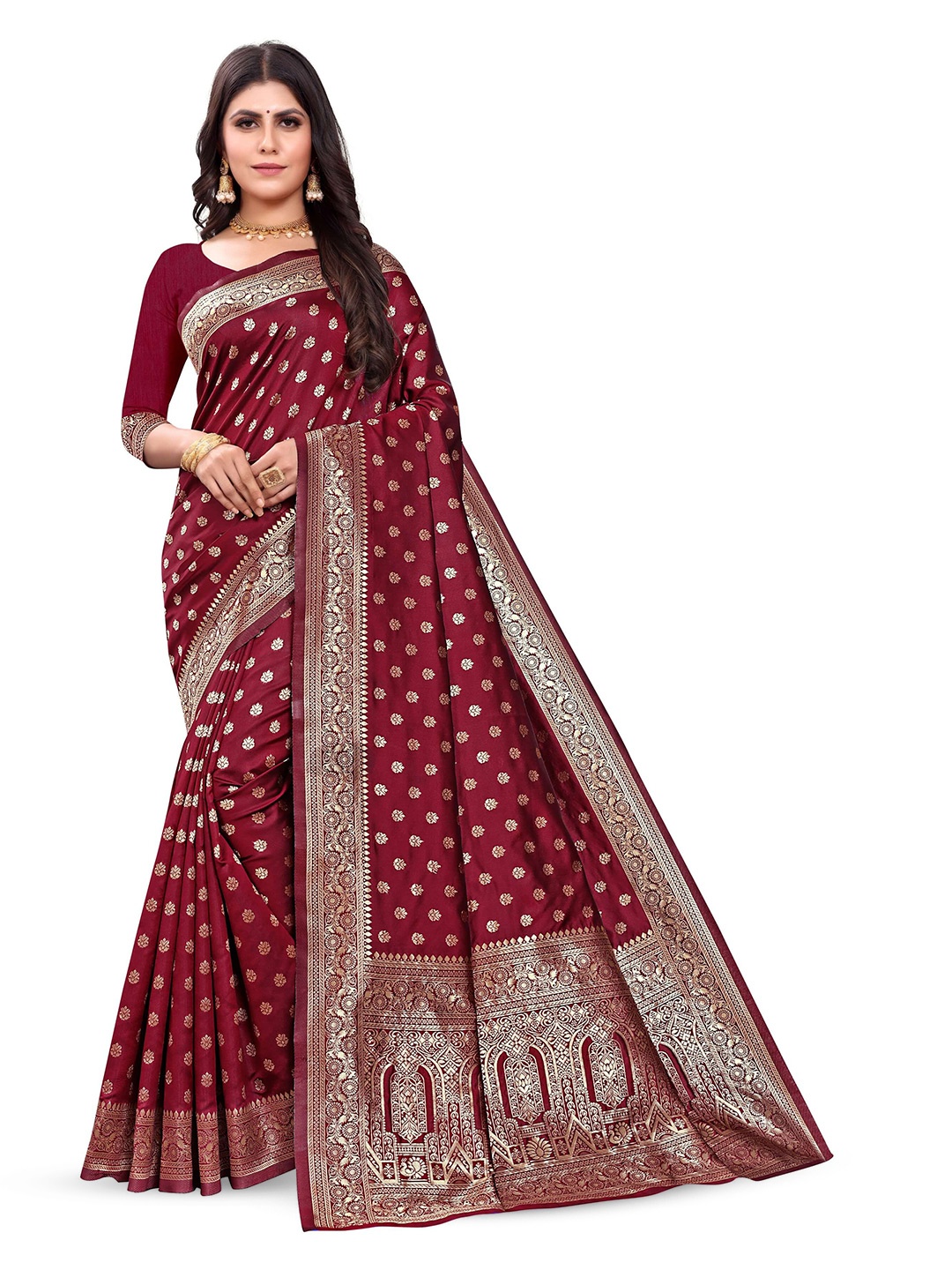 

VenderVilla Woven Design Zari Banarasi Saree, Maroon