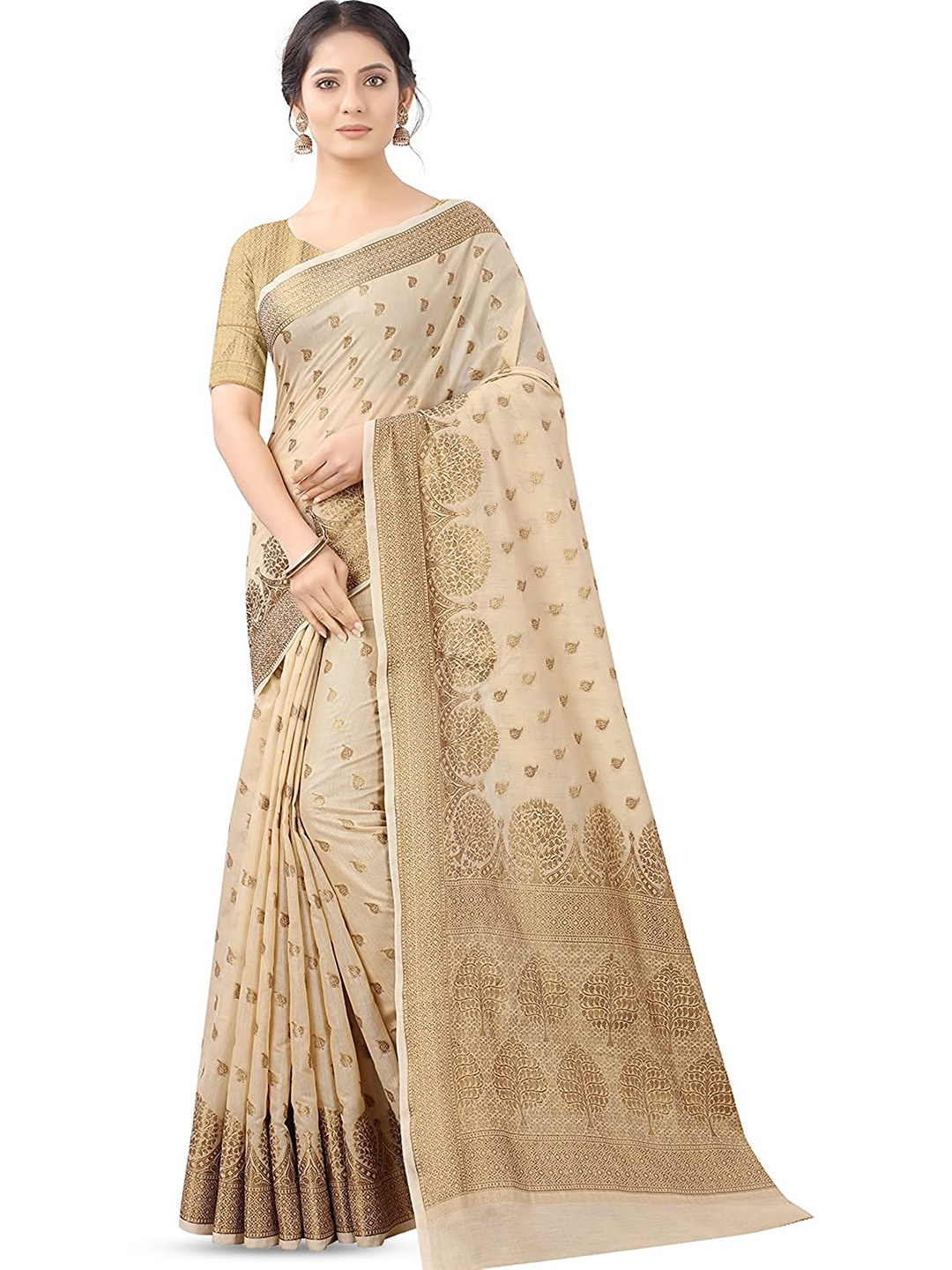 

VenderVilla Woven Design Ethnic Motifs Zari Saree, Brown
