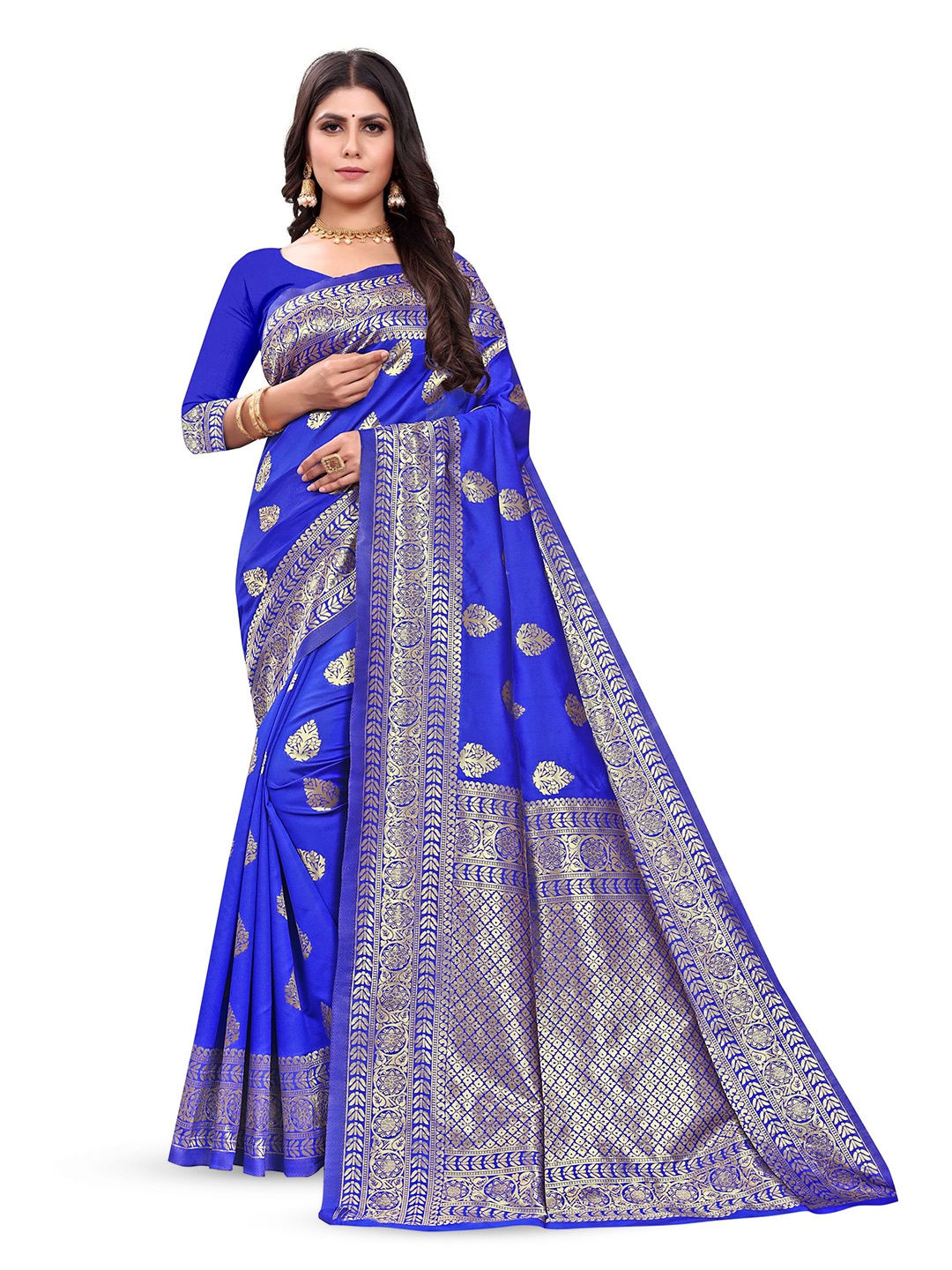 

VenderVilla Woven Design Zari Silk Saree, Blue