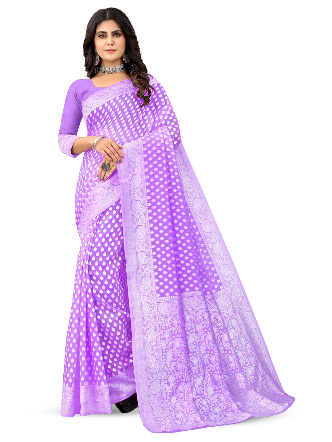 

VenderVilla Woven Design Ethnic Motifs Zari Saree, Purple