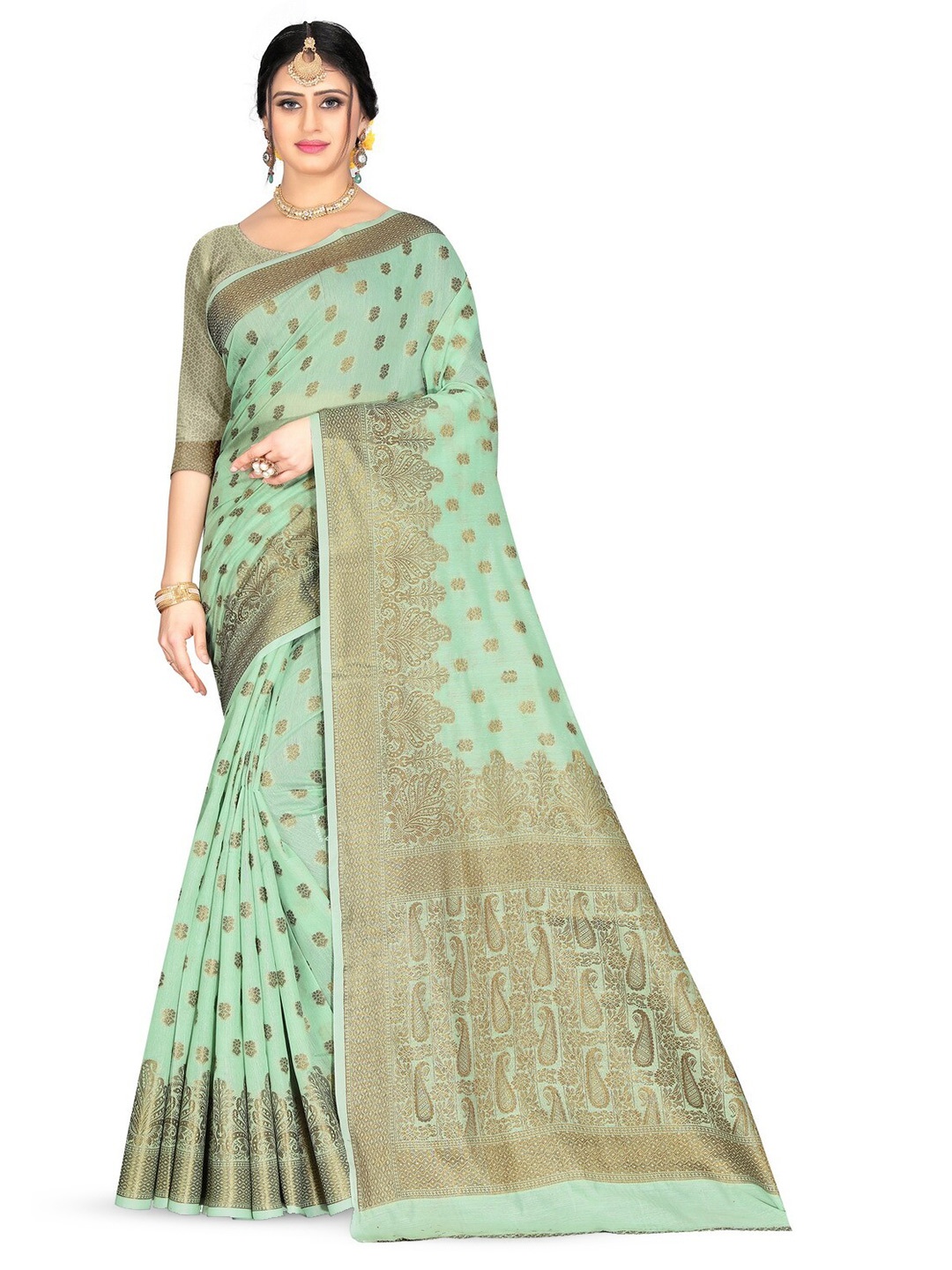 

VenderVilla Woven Design Zari Silk Saree, Teal