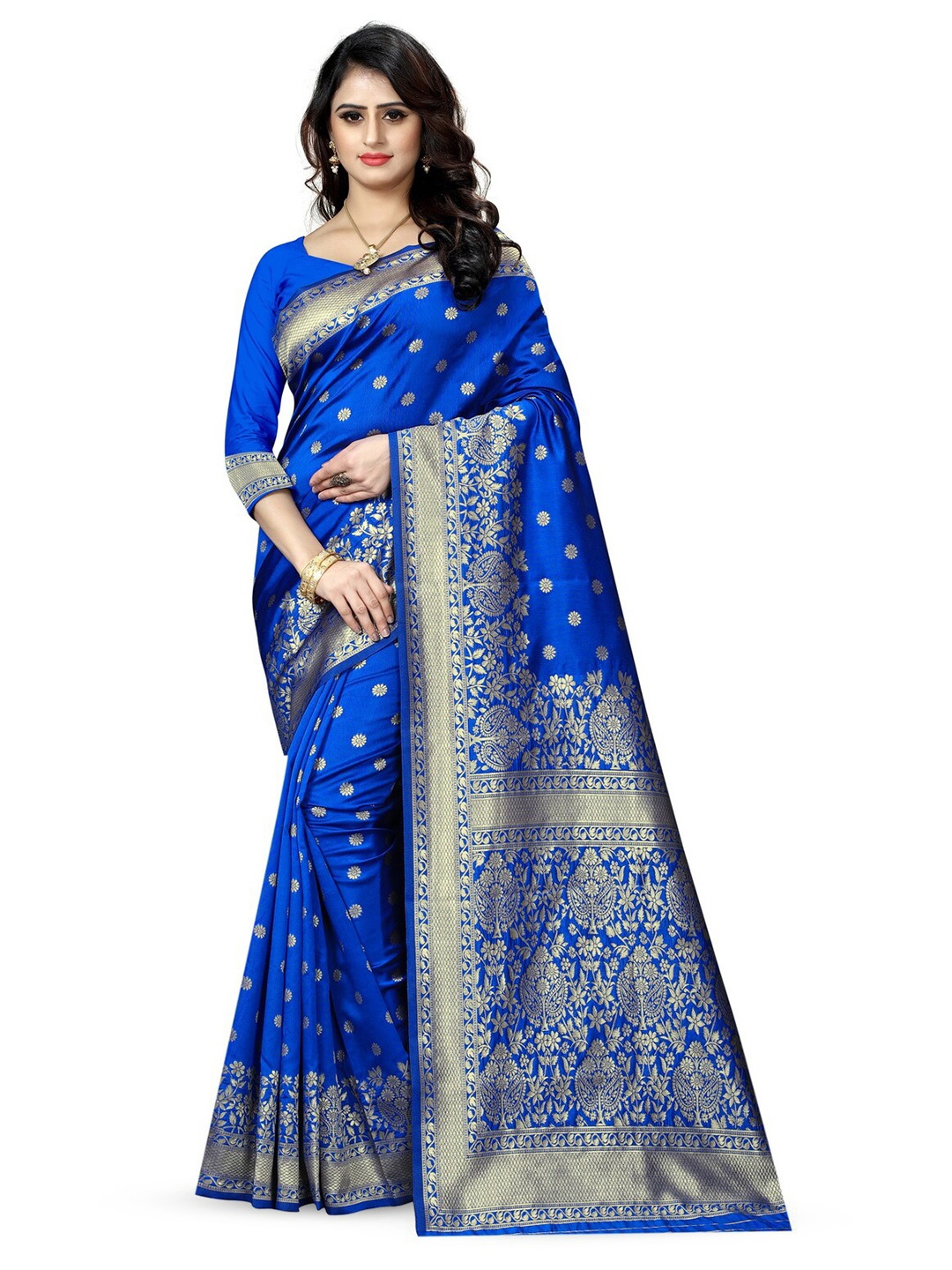 

VenderVilla Woven Design Zari Silk Saree, Blue