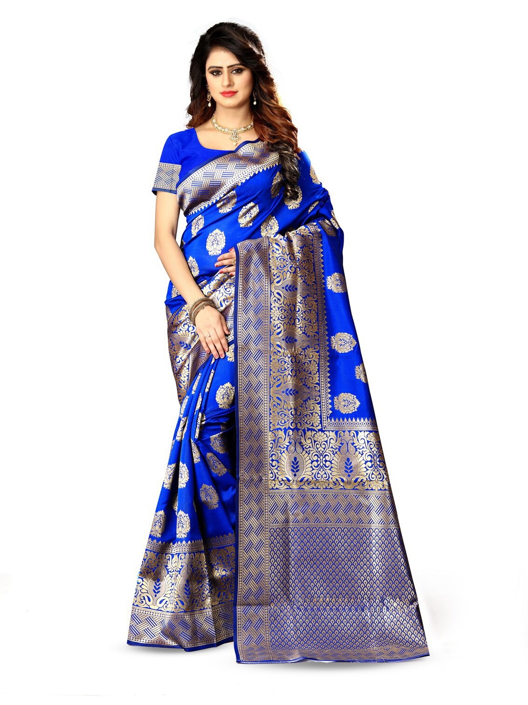 

VenderVilla Woven Design Ethnic Motifs Zari Banarasi Saree, Blue