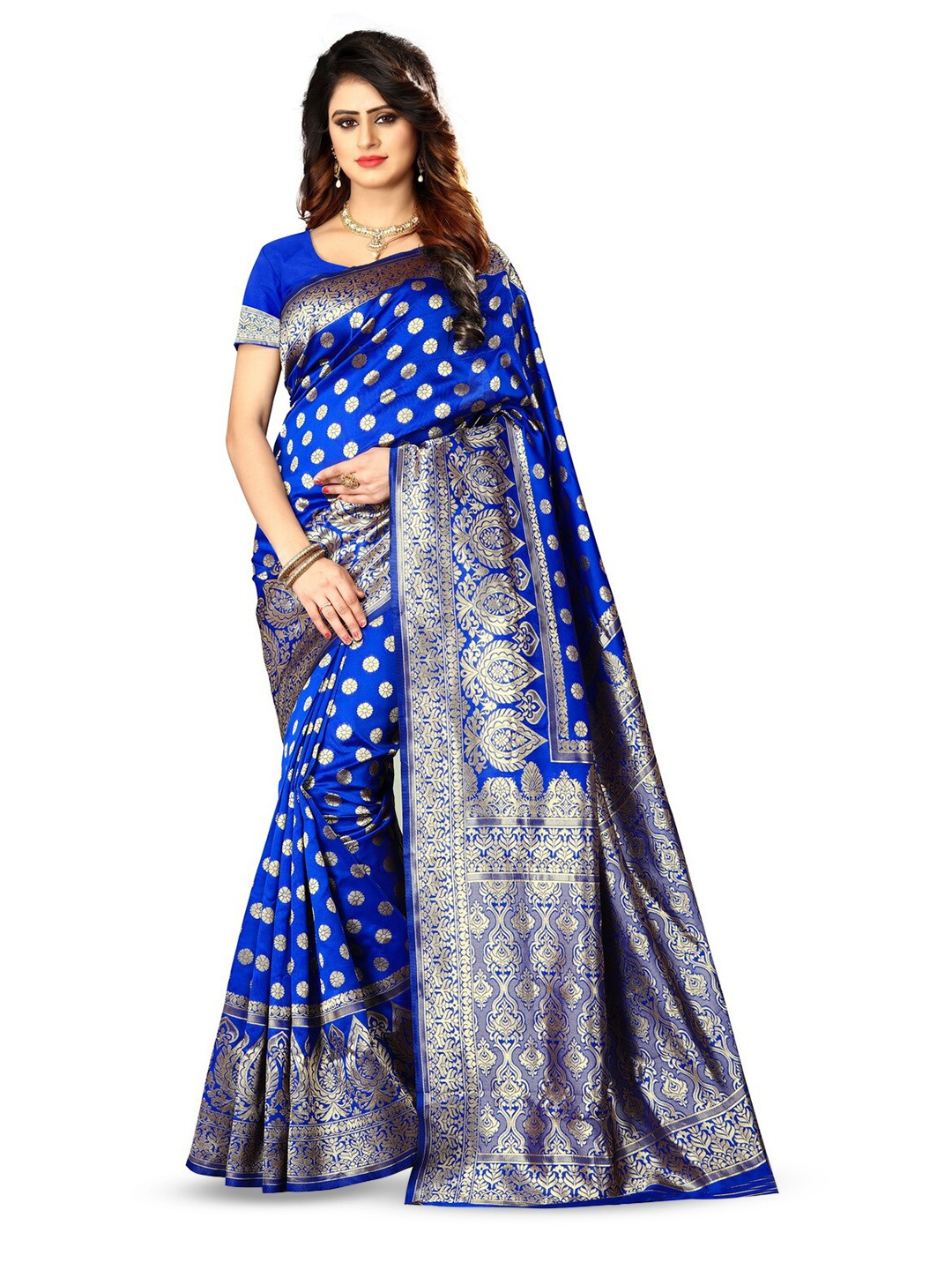

VenderVilla Woven Design Zari Saree, Blue