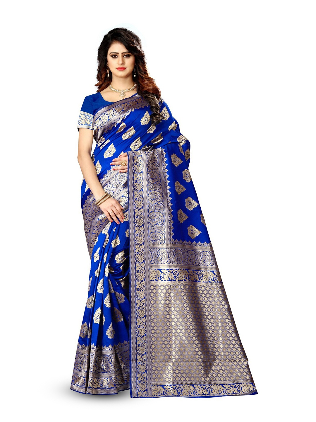 

VenderVilla Woven Design Zari Silk Saree, Blue