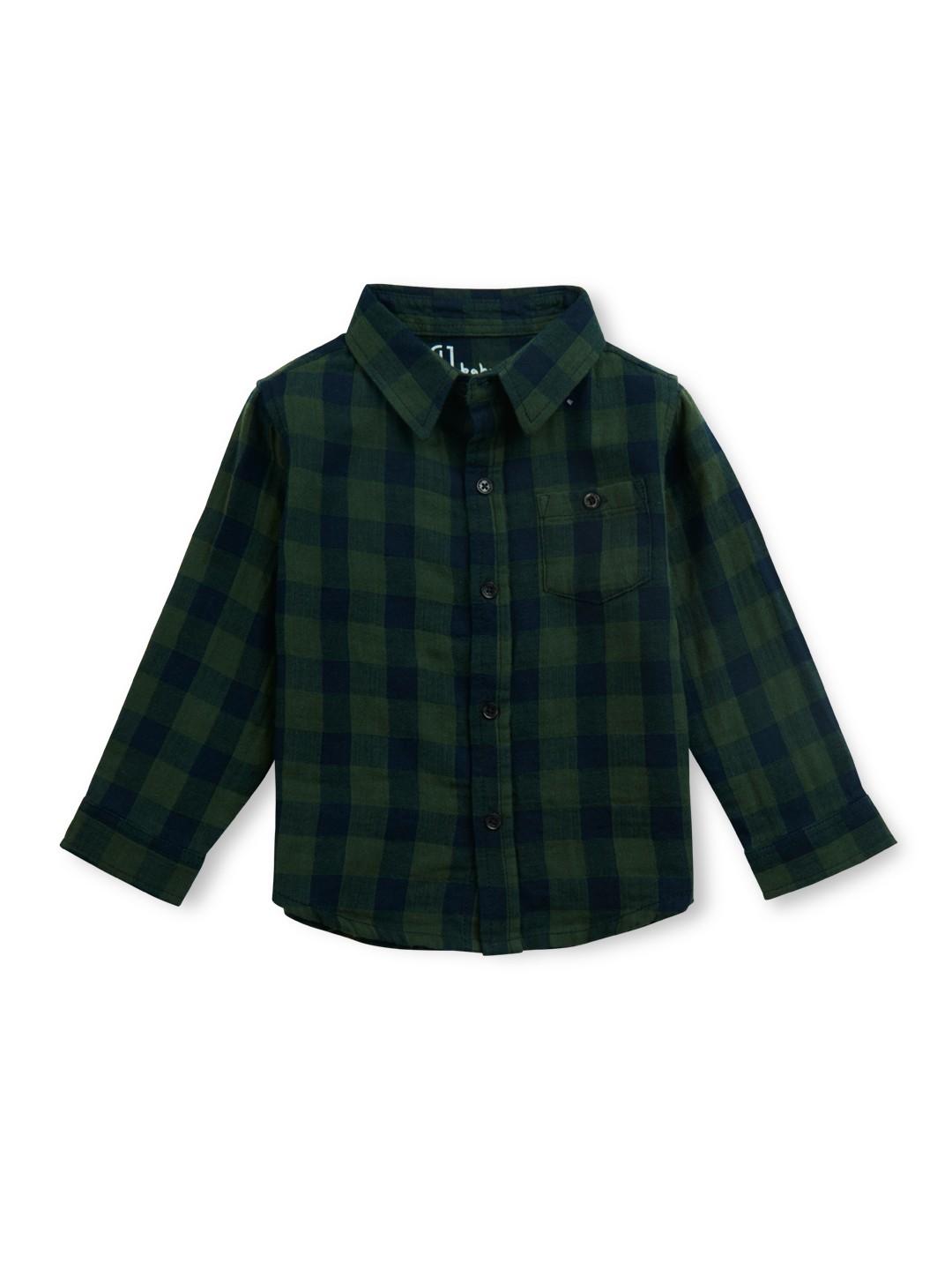 

GJ baby Boys Buffalo Checks Opaque Checked Casual Shirt, Green