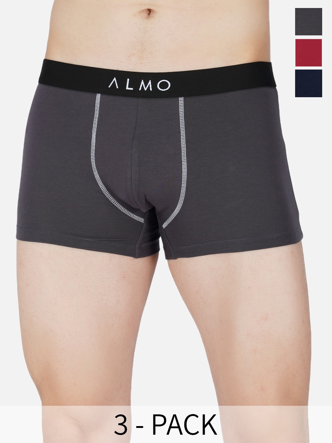 

Almo Wear Pack Of 5 Cotton Antimicrobial Trunk CE-T-BGBLROL, Black
