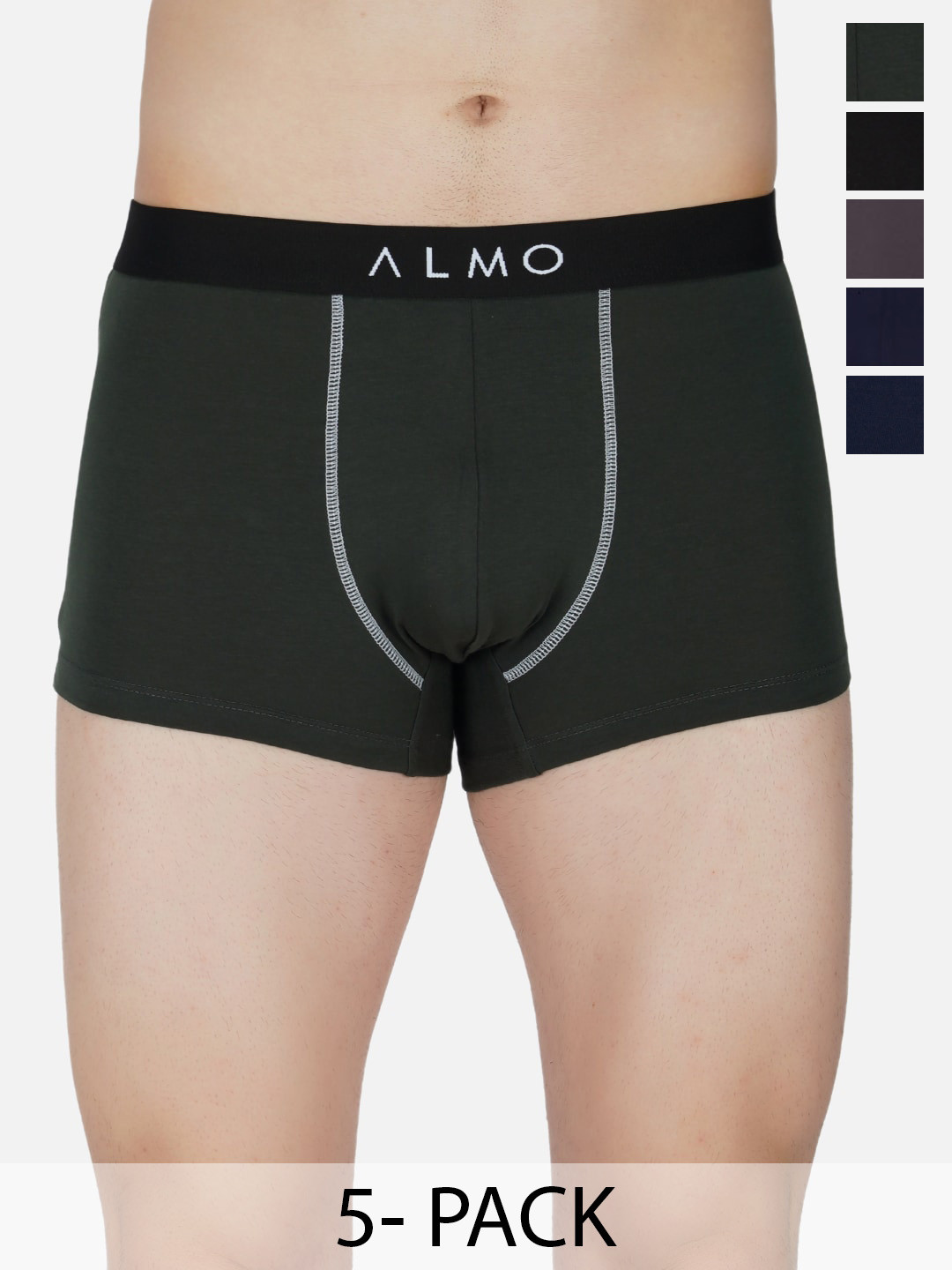 

Almo Wear Pack Of 5 Anti Microbial Trunk CE-T-BGBLBLOL, Black