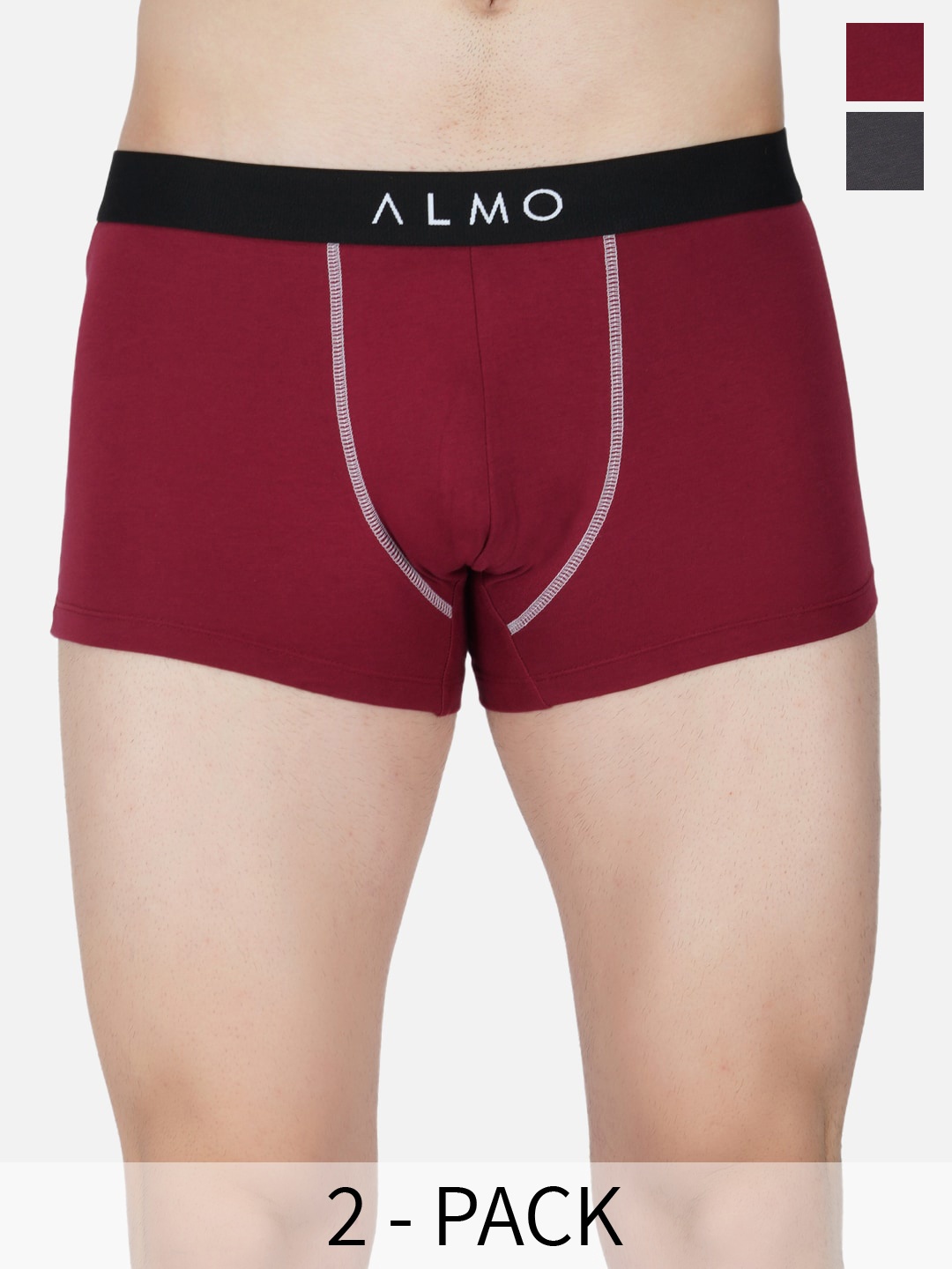 

Almo Wear Pack Of 3 Anti Microbial Cotton Trunk CE-T-GGR, Grey