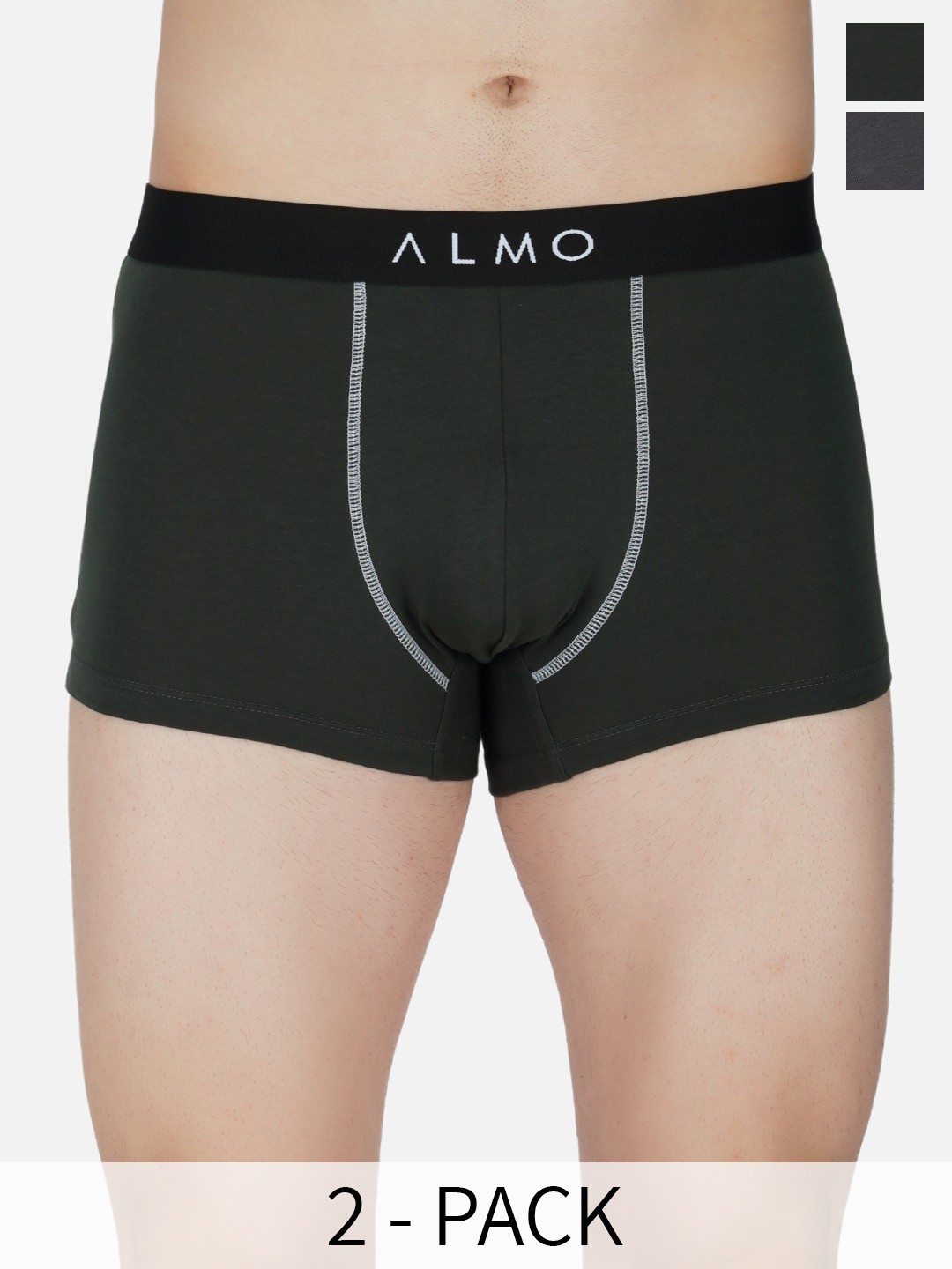 

Almo Wear Pack Of 2 Anti Microbial Cotton Trunk CE-T-GOL, Grey