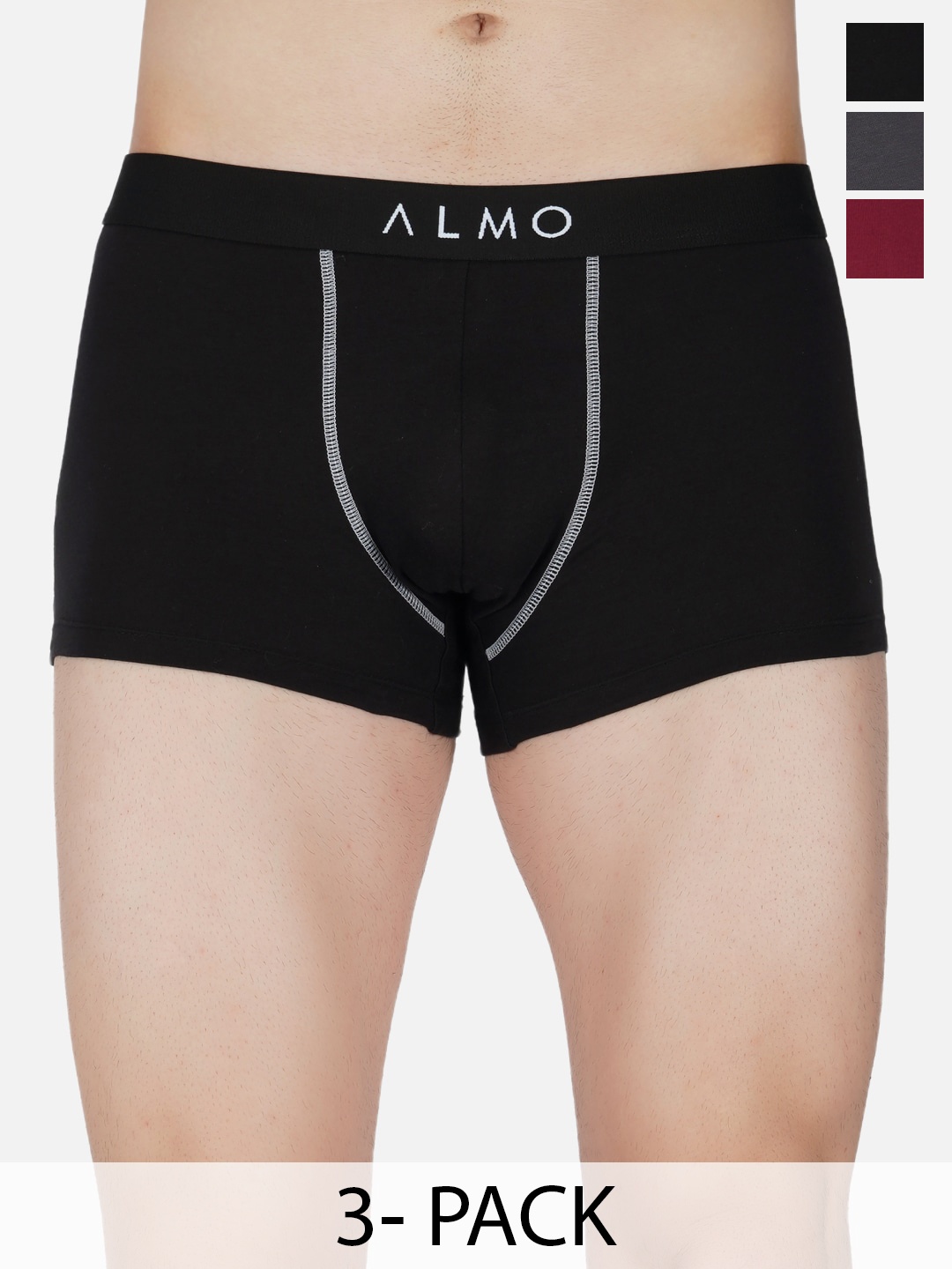 

Almo Wear Pack Of 3 Anti Microbial Trunks CE-T-BGR, Black