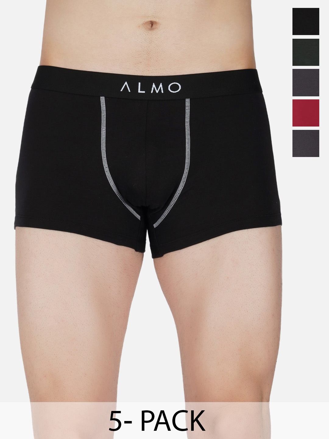 

Almo Wear Pack Of 5 Anti Microbial TrunkCE-T-BBGROL, Black