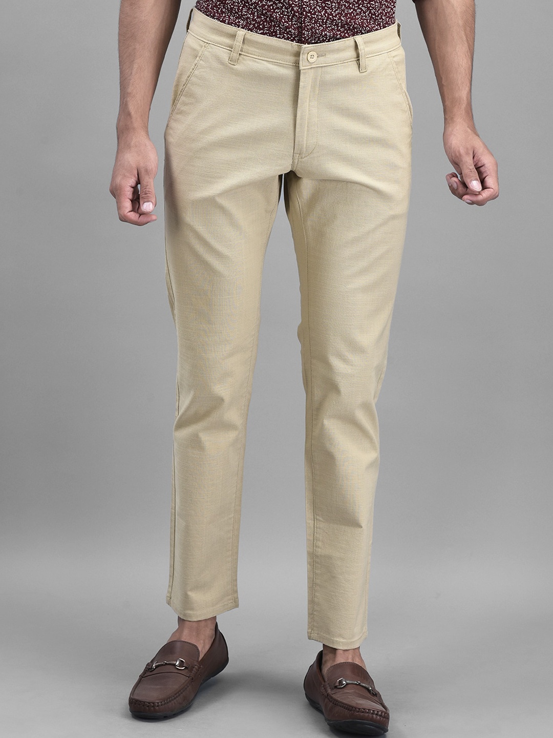 

American Archer Men Smart Slim Fit Wrinkle Free Casual Trousers, Khaki