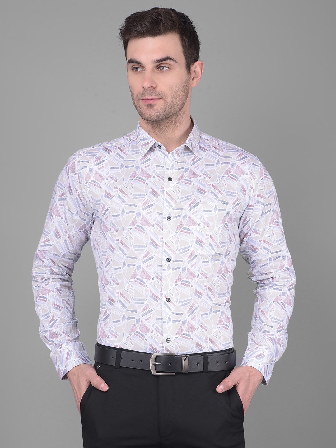 

Canary London Smart Slim Fit Abstract Printed Satin Formal Shirt, White