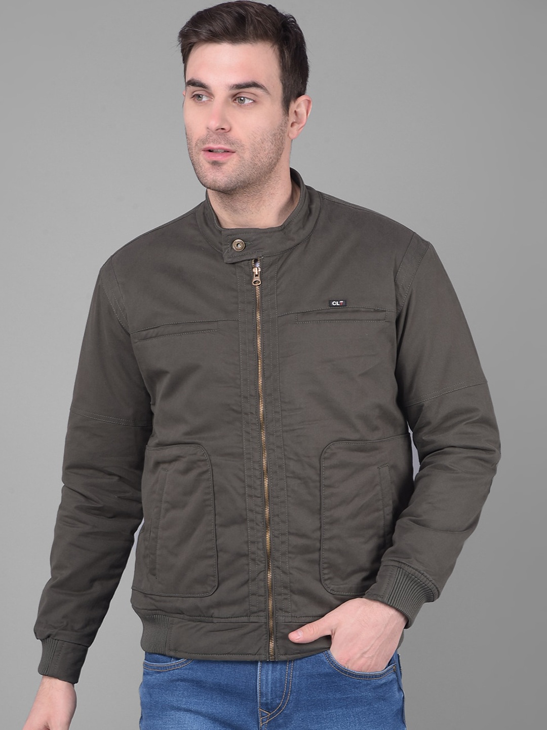 

Canary London Mandarin Collar Cotton Bomber, Olive