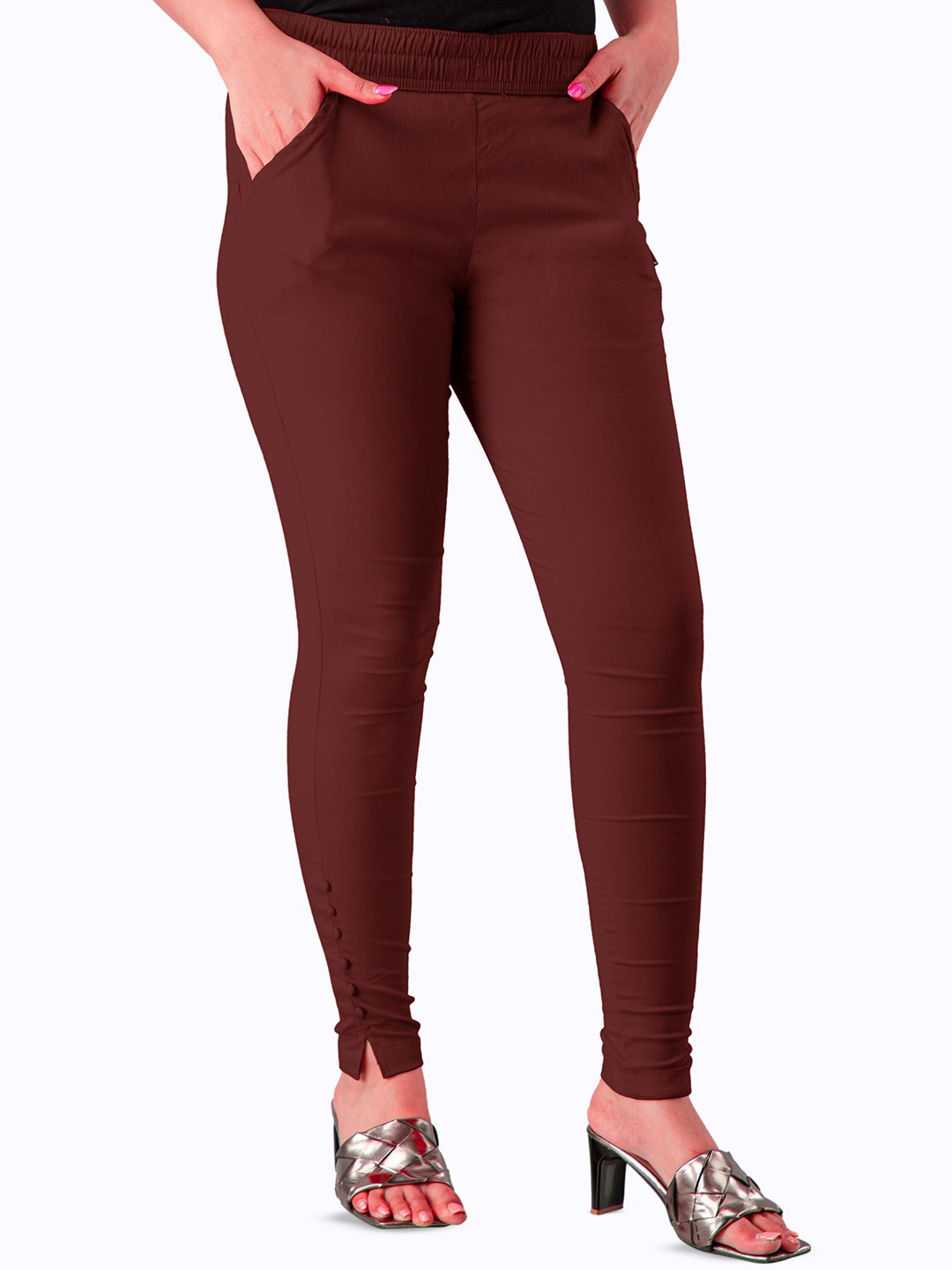 

BAESD Women Relaxed Fit Stretchable Jeggings, Maroon