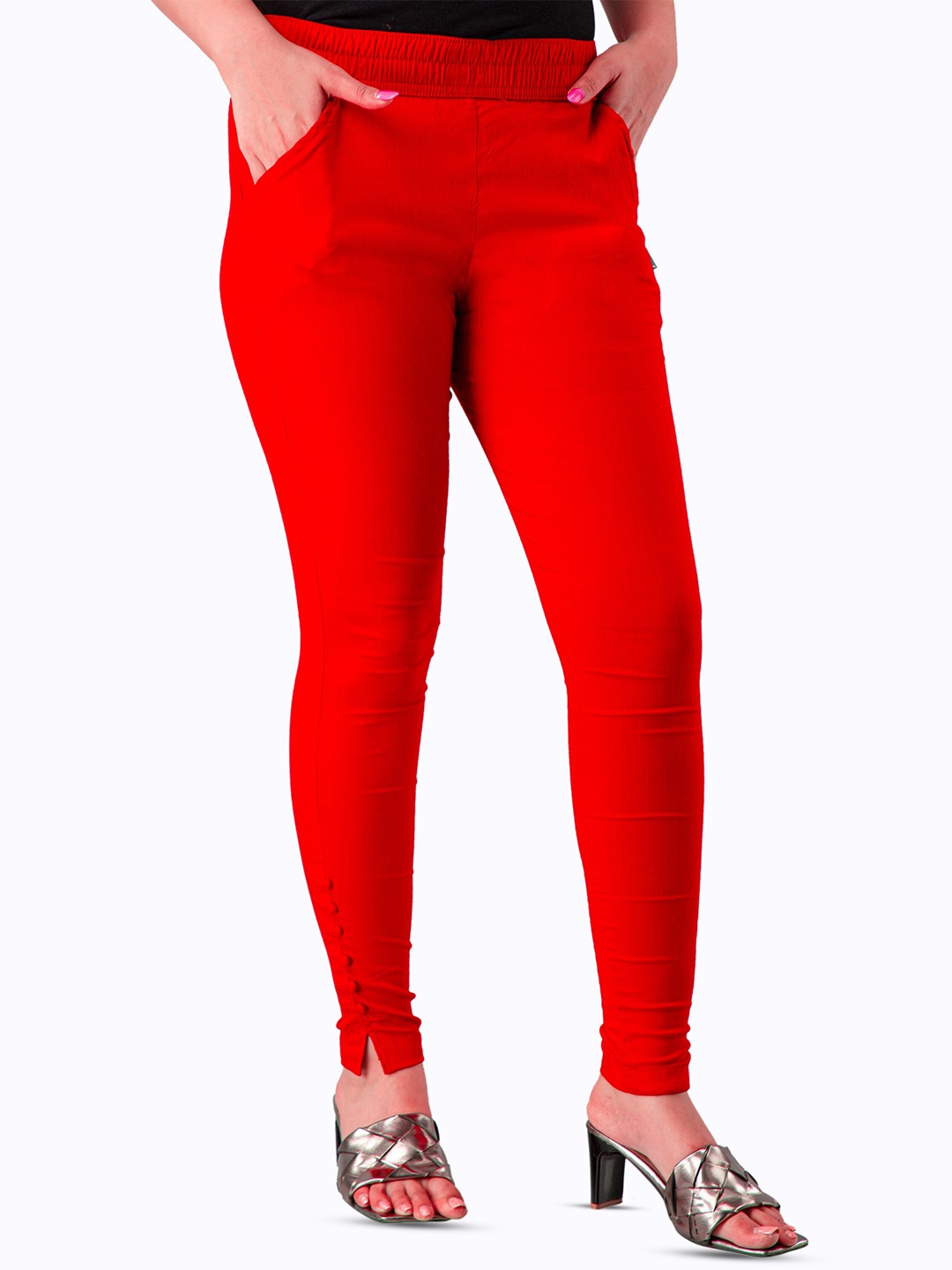 

BAESD Women Relaxed Fit Stretchable Jeggings, Red