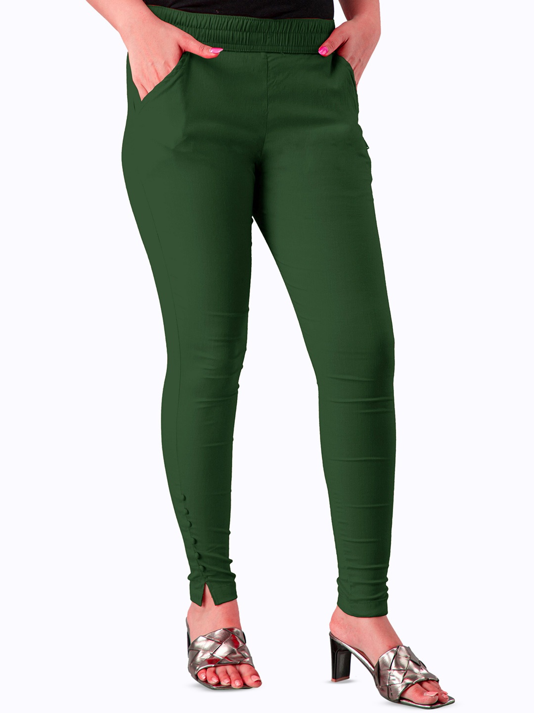 

BAESD Women Relaxed Fit Stretchable Jeggings, Green