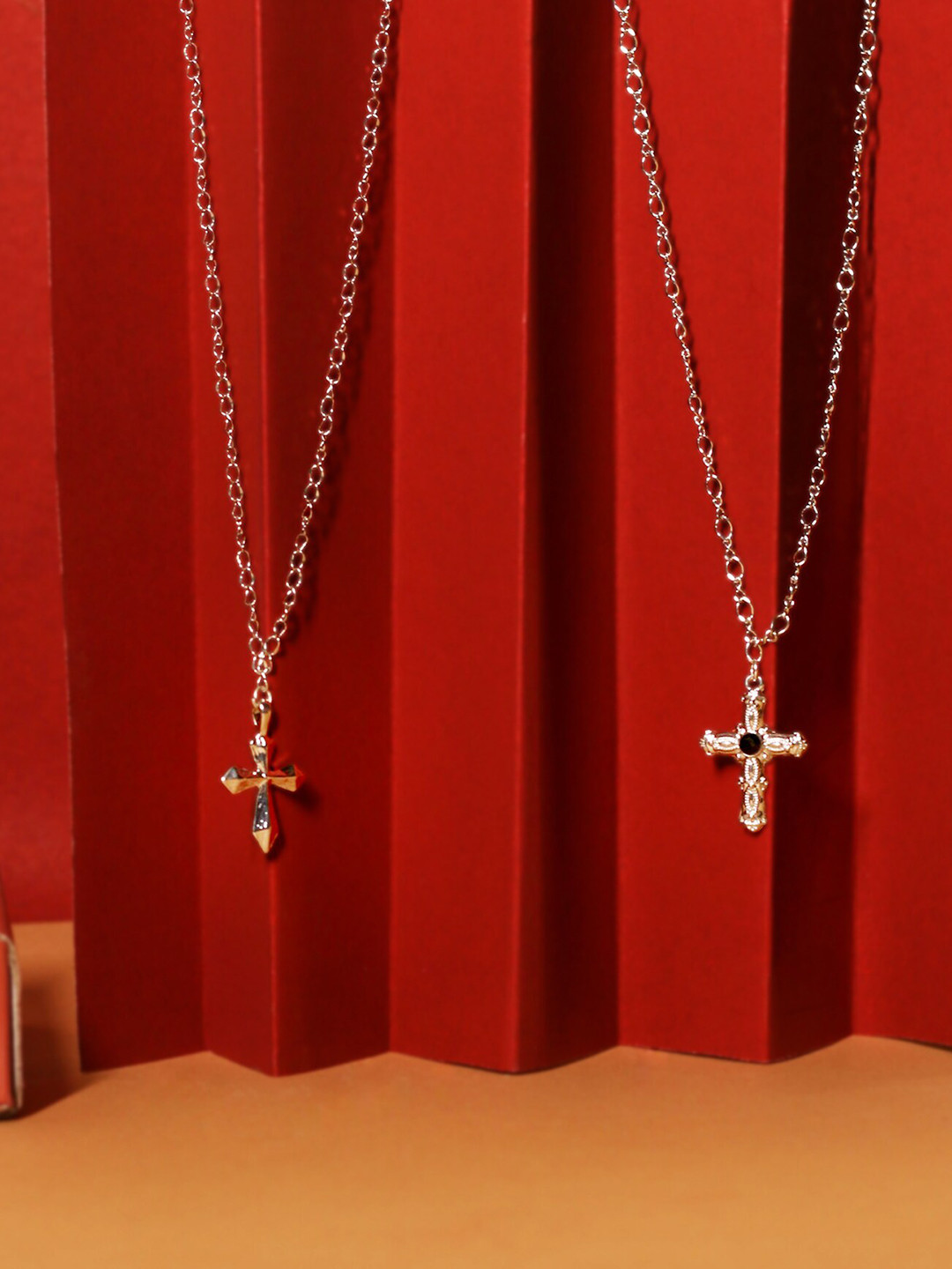 

VIRAASI Set Of 2 Silver-Plated Cross Pendants with Chains