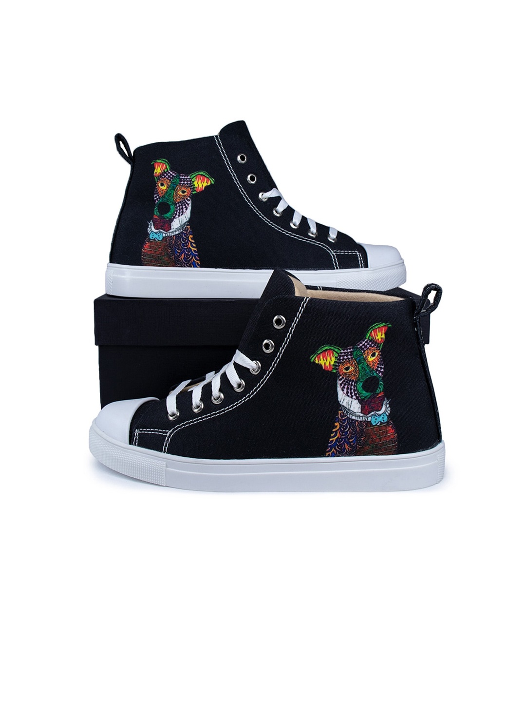 

KobSook Women Printed High Top Sneakers, Black