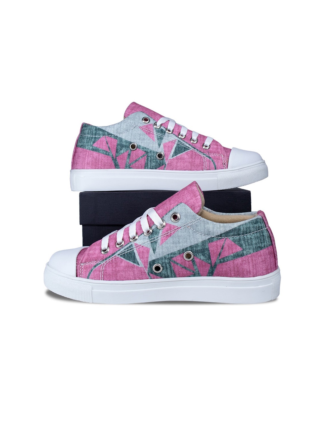 

KobSook Women Printed Lace Up Sneakers, Pink