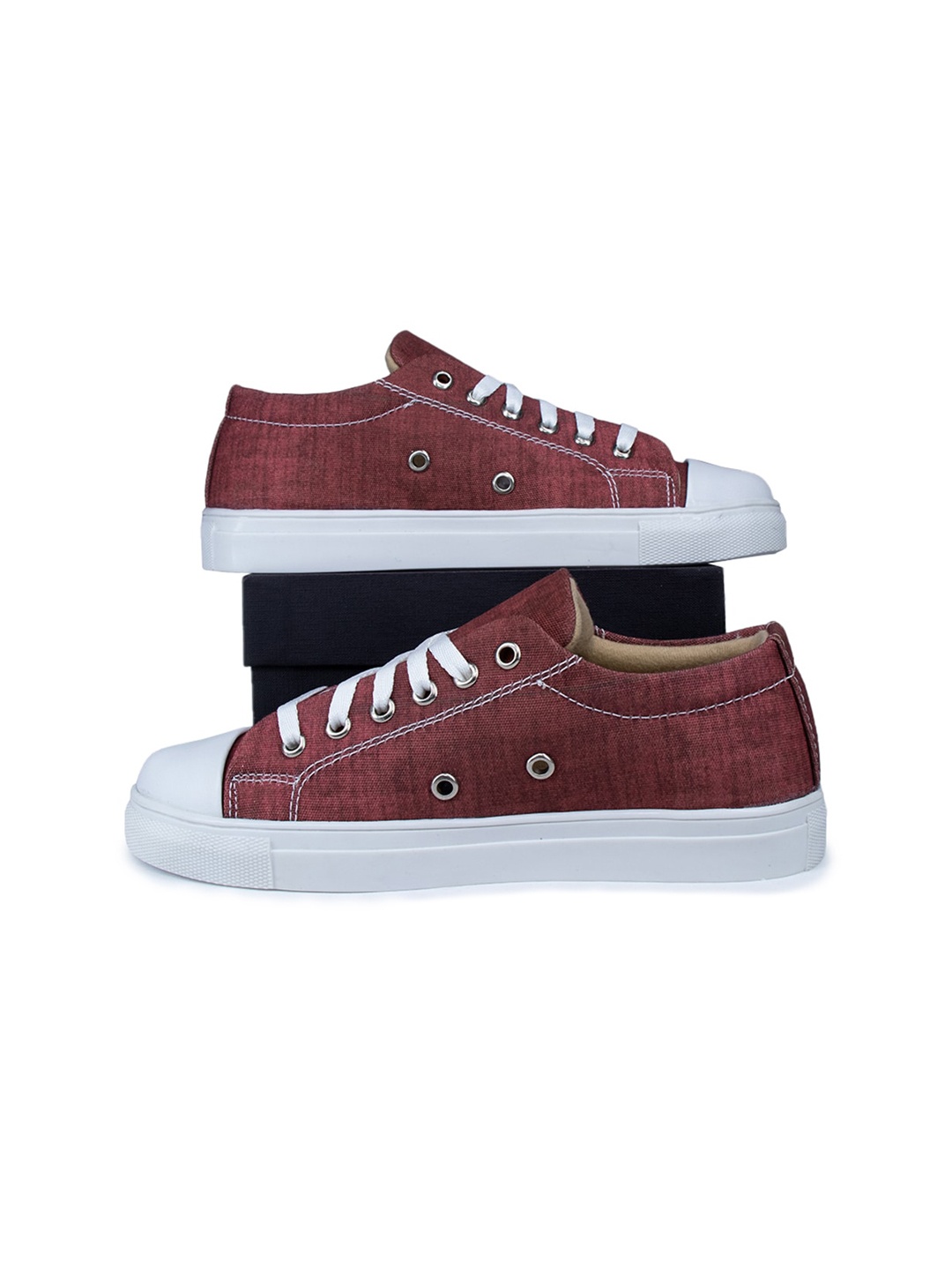 

KobSook Women Round Toe Lace Up Sneakers, Maroon