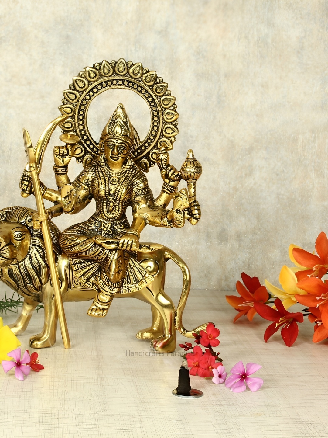 

HANDICRAFTS PARADISE Gold-Toned Religious Durga Maa Idol Showpiece