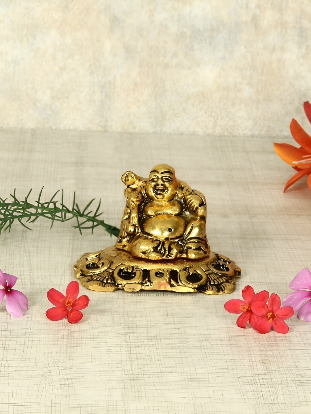 

HANDICRAFTS PARADISE Gold-Toned Buddha Metal Showpiece