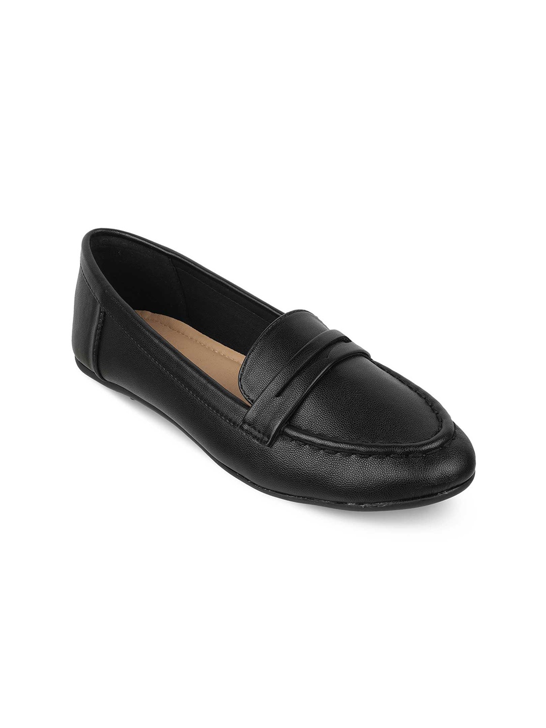 

Tresmode Textured Round Toe Ballerinas, Black