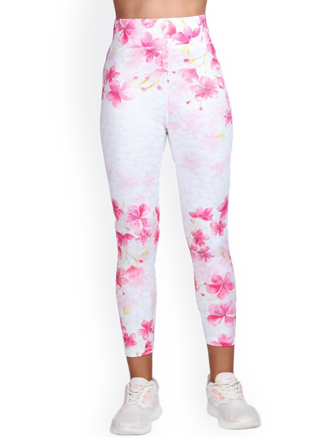BAESD Printed Slim-Fit Ankle-Length Dry Fit Sports Tights, White