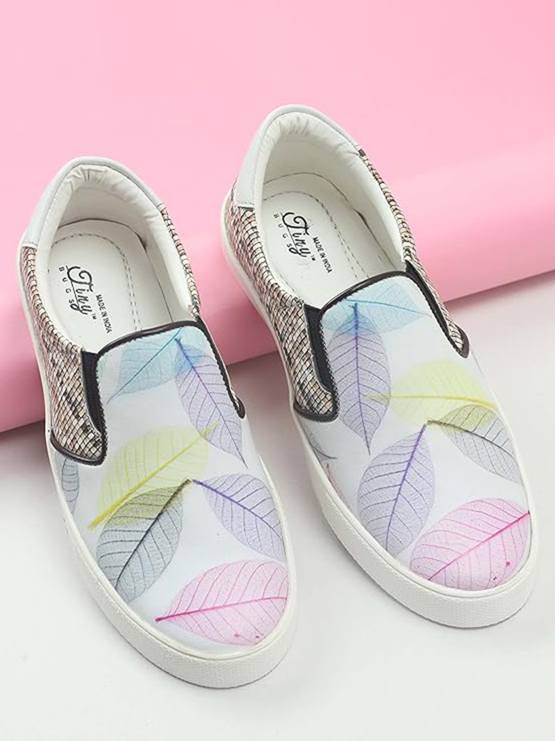 

Tiny Bugs Girls Printed Slip-On Sneakers, White