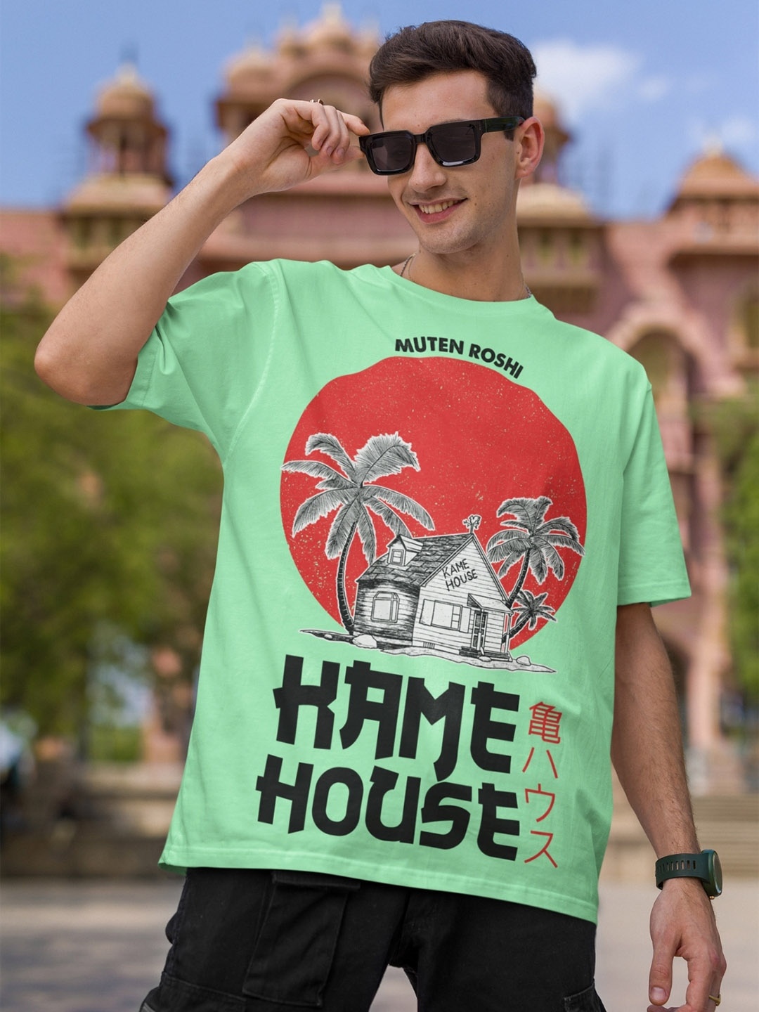 

CAPTCHA Typography Printed Cotton Applique T-shirt, Lime green