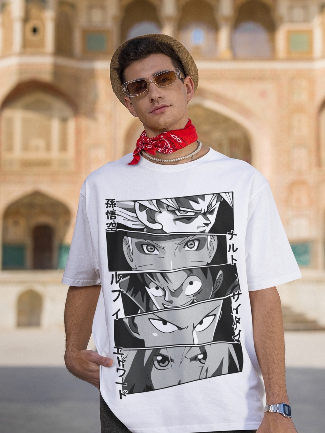 

CAPTCHA Graphic Anime Printed Cotton Oversized T-shirt, White