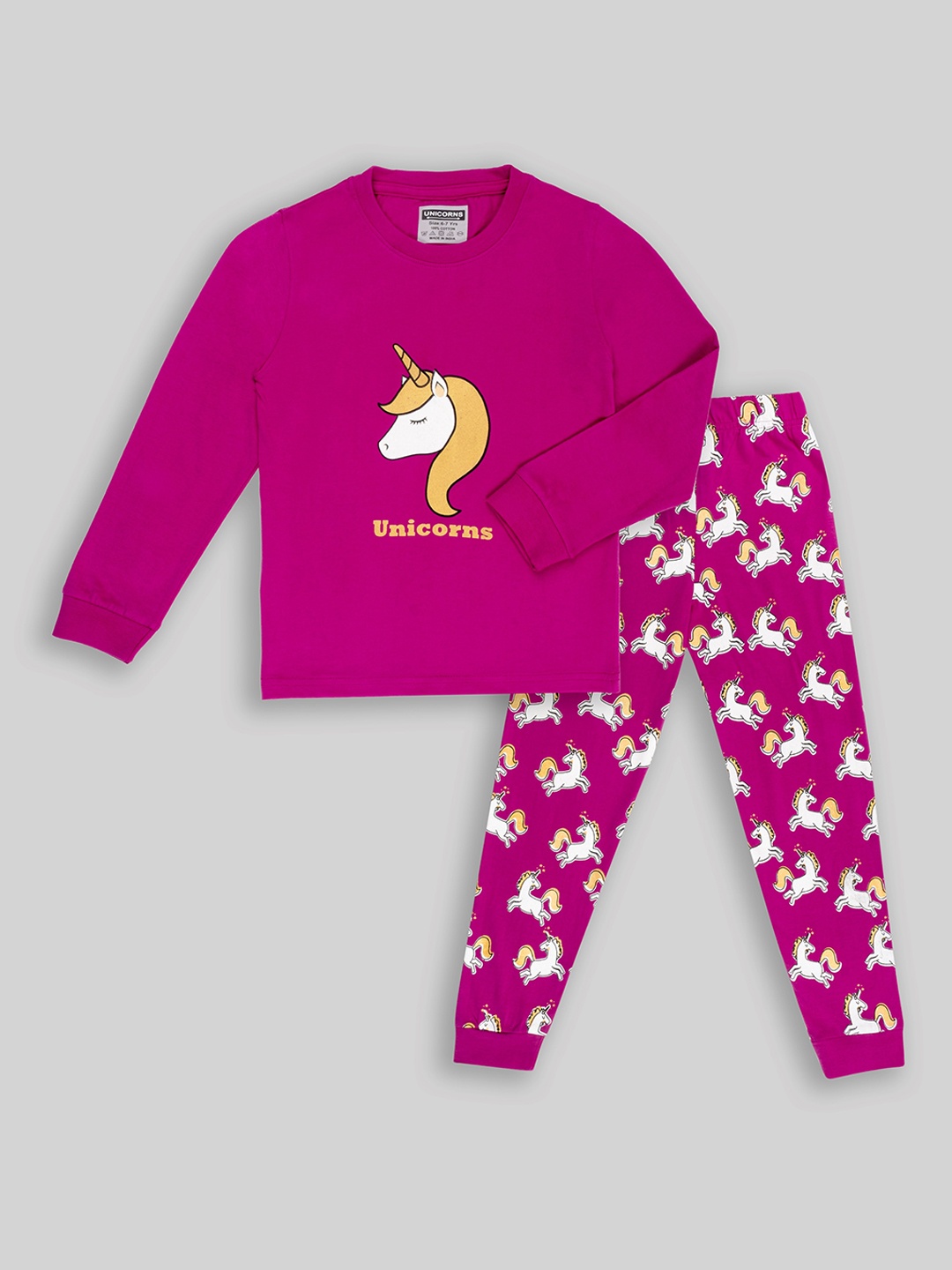 

BAESD Kids Unicorn Printed Pure Cotton Night suit, Purple