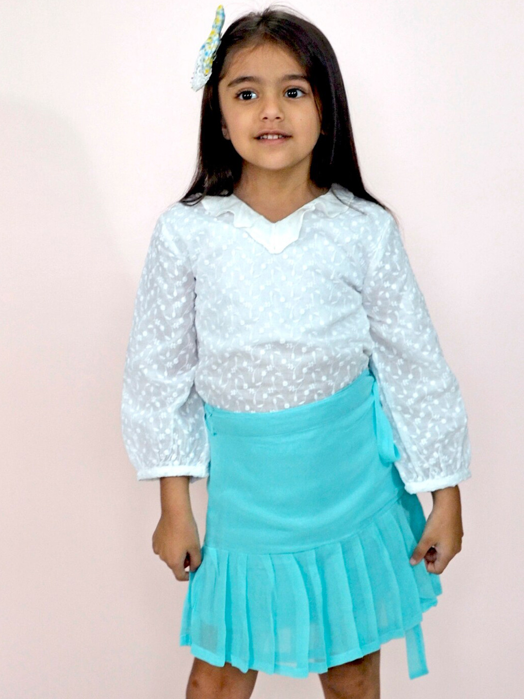 

BAESD Girls Gardinia Pleated Georgette Wrap Skirt, Blue