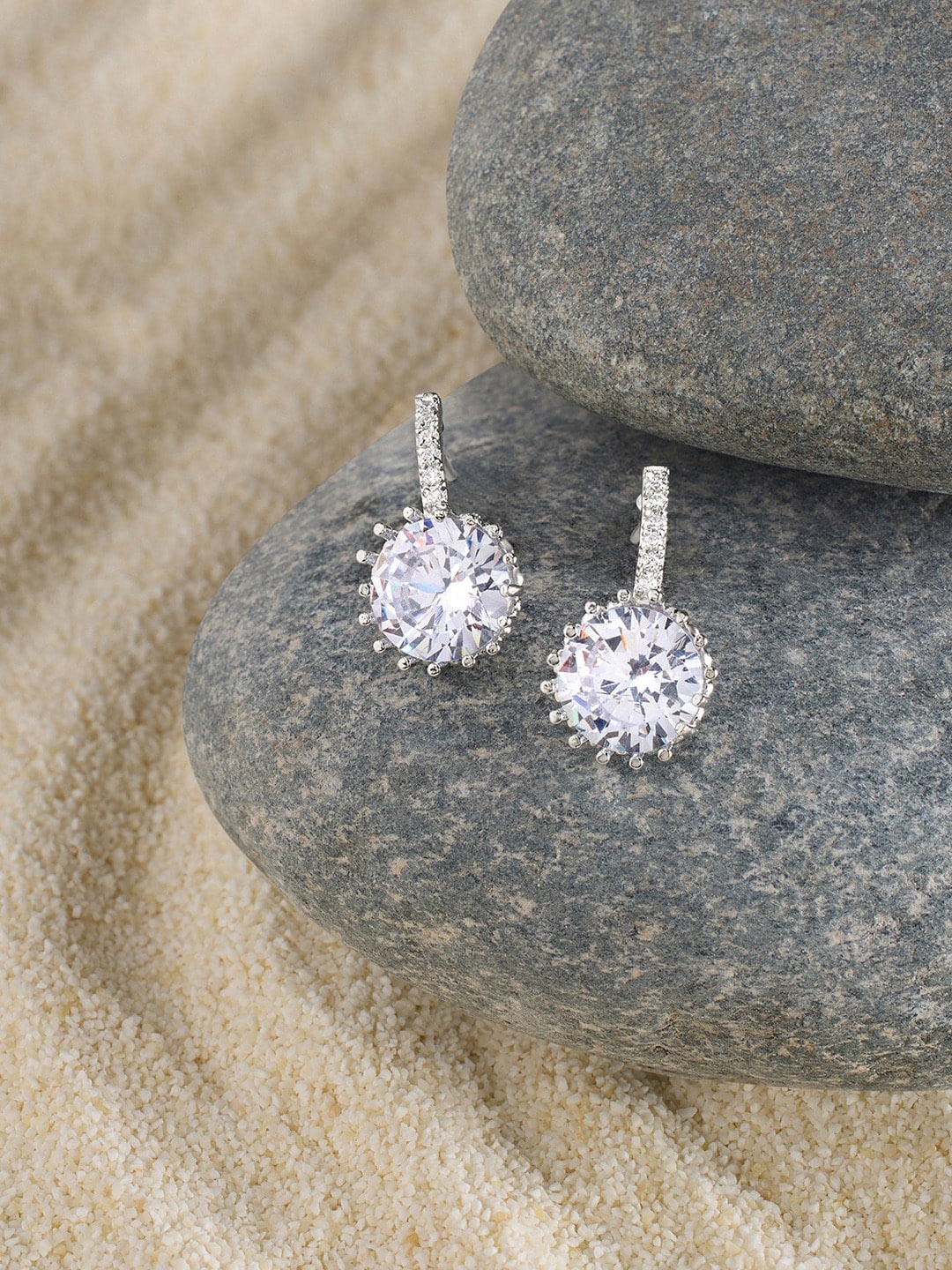 

AMI Silver-Plated Cubic Zirconia Contemporary Drop Earrings