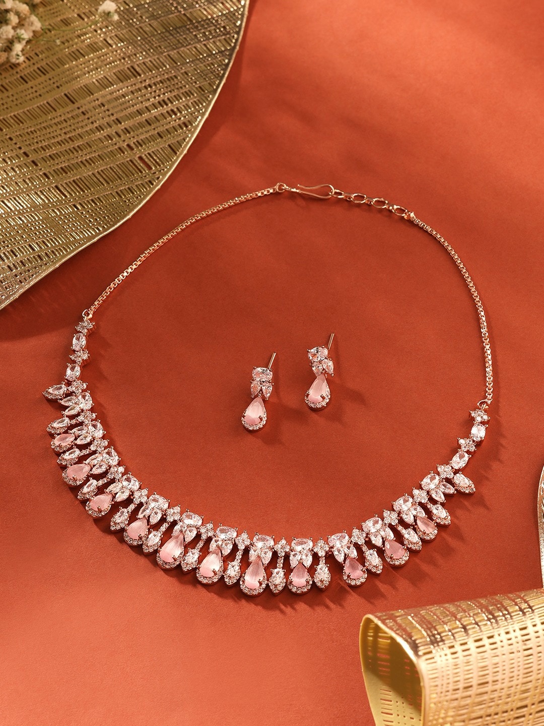 

AMI Rose Gold-Plated Cubic Zirconia-Studded Jewellery Set