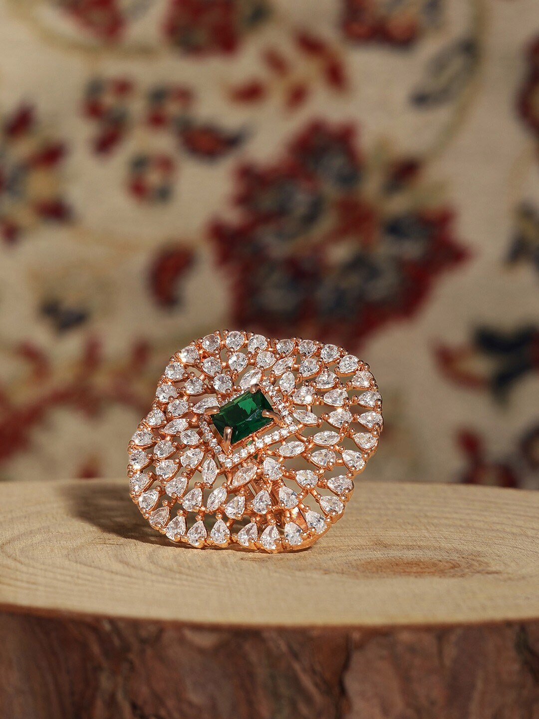 

AMI Rose Gold-Plated Cubic Zirconia-Studded Ring