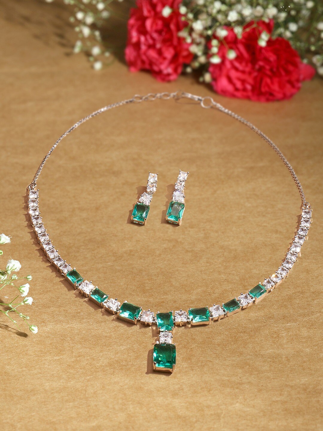 

AMI Silver-Plated Cubic Zirconia-Studded Jewellery Set