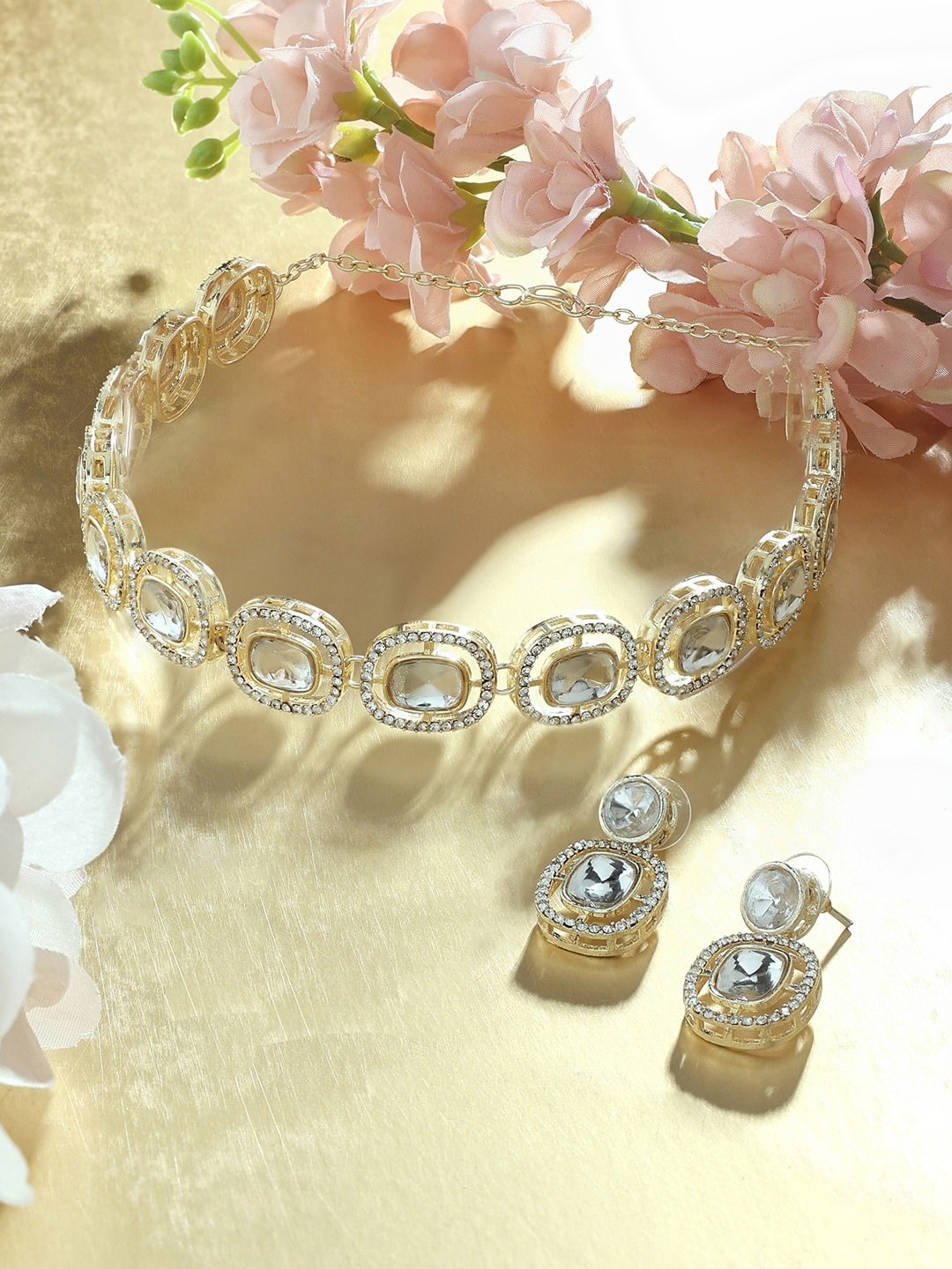 

AMI Gold-Plated American Diamond-Studded Jewellery Set