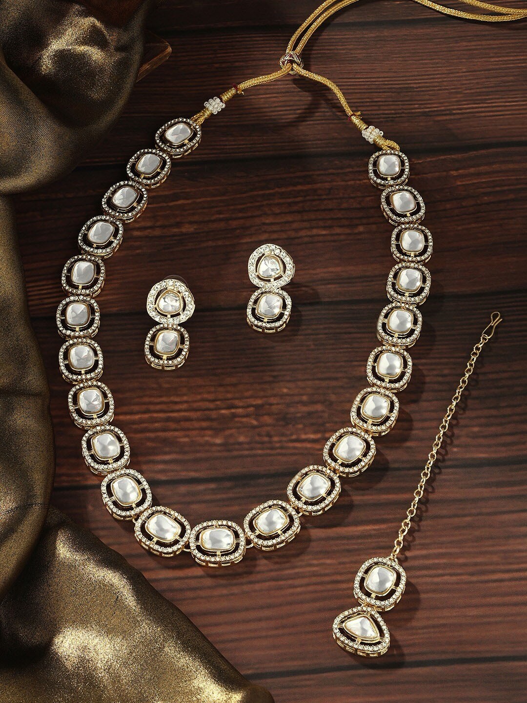 

AMI Gold Plated Austrian Diamonds Studded Jewellery Set