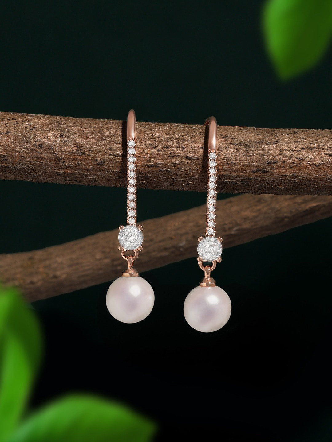 

AMI Rose Gold-Plated Contemporary Drop Earrings