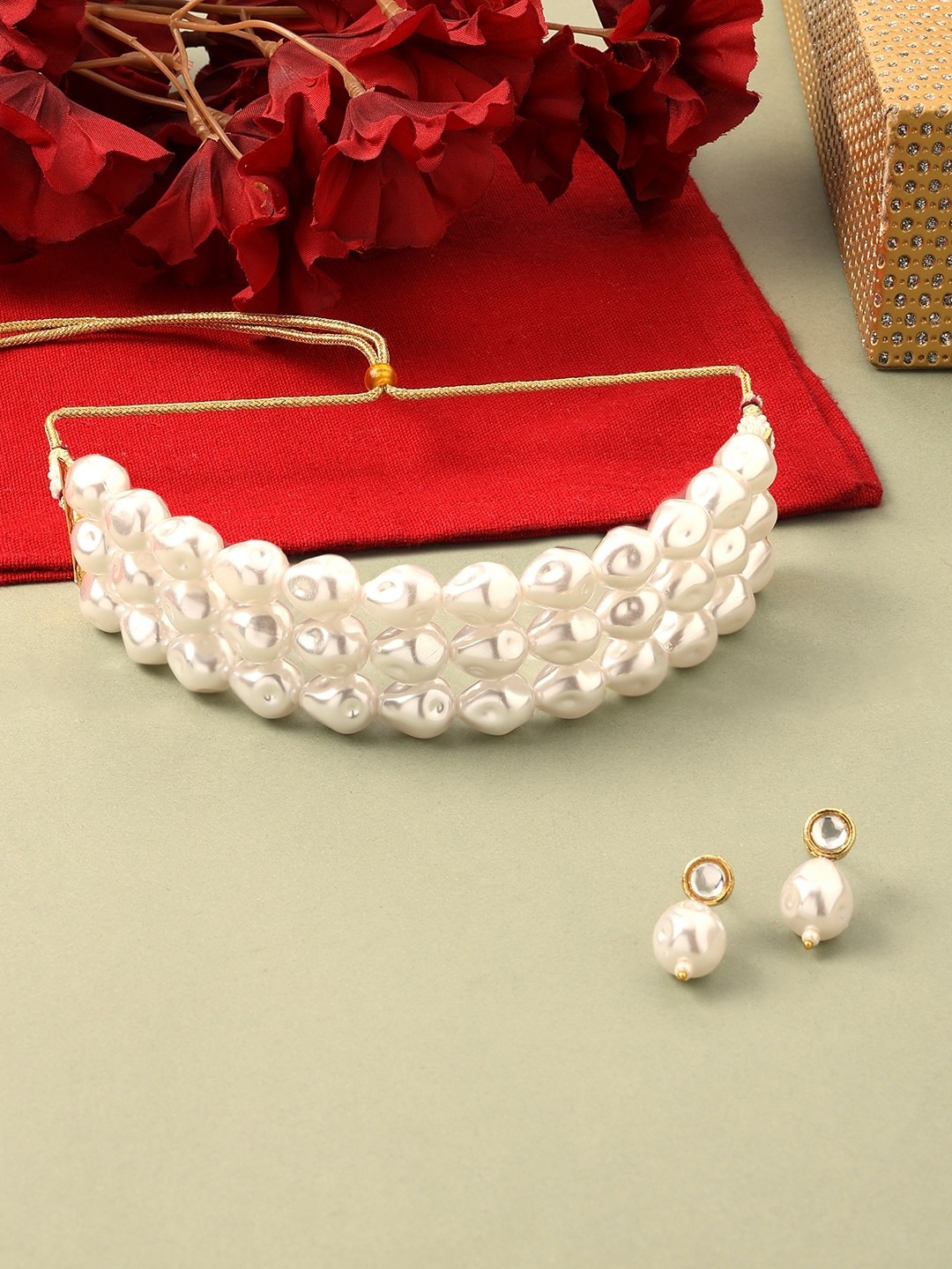 

AMI Gold Plated Layered Pearl Beaded Jewellery Set