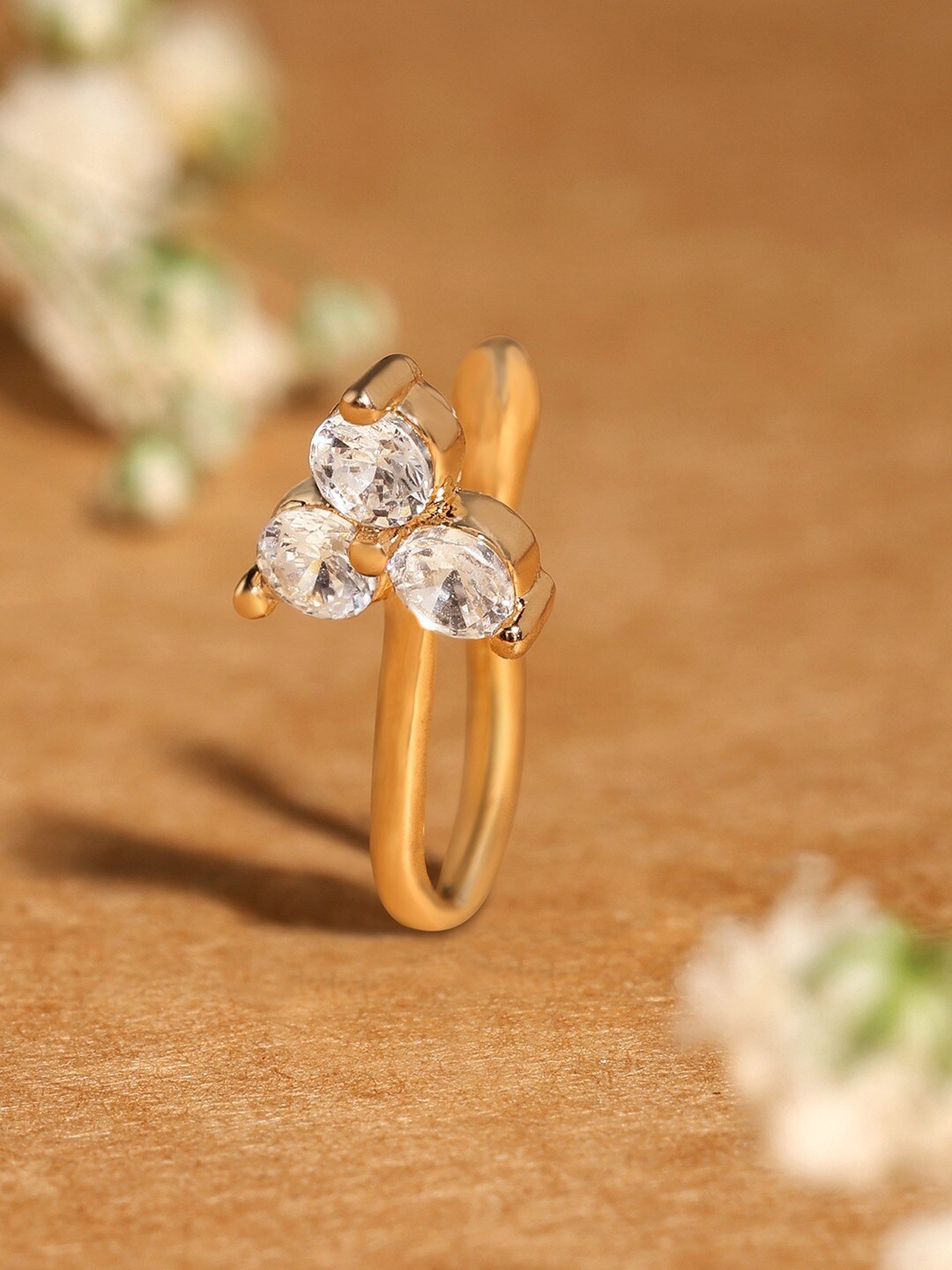 

AMI Gold-Plated Cubic Zirconia-Studded Stud Nosepin