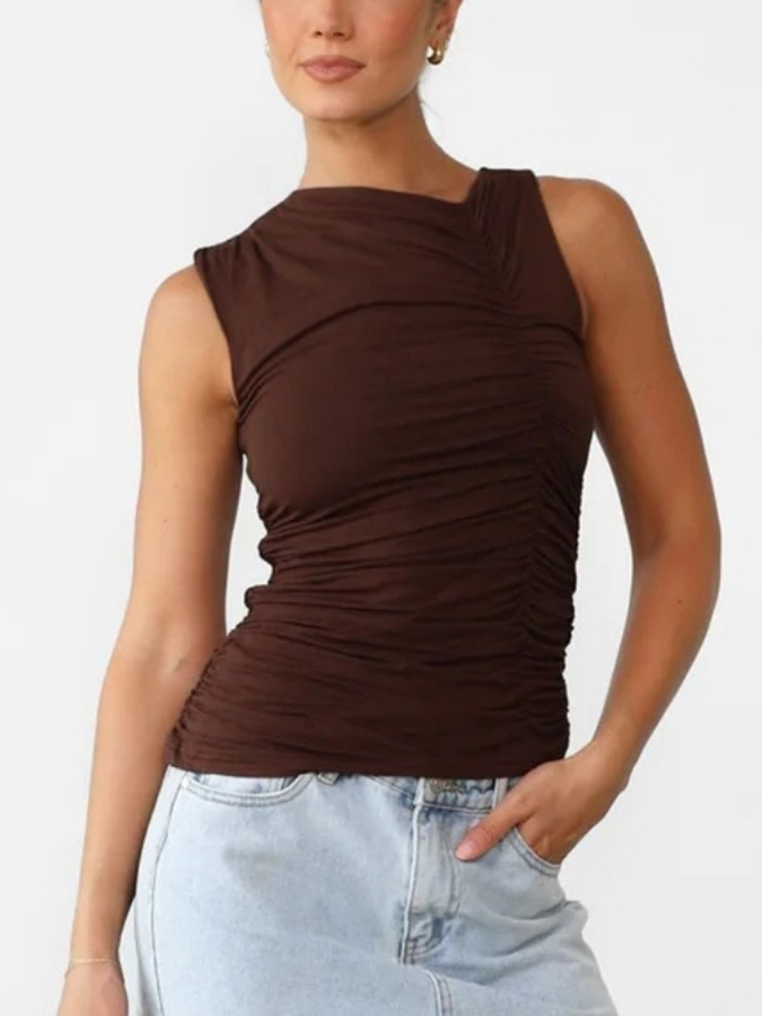 

StyleCast Brown Sleeveless Tank Top