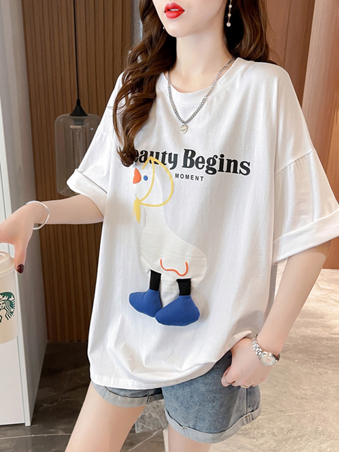 

StyleCast White Typography Printed Kimono Sleeve Opaque Casual Top