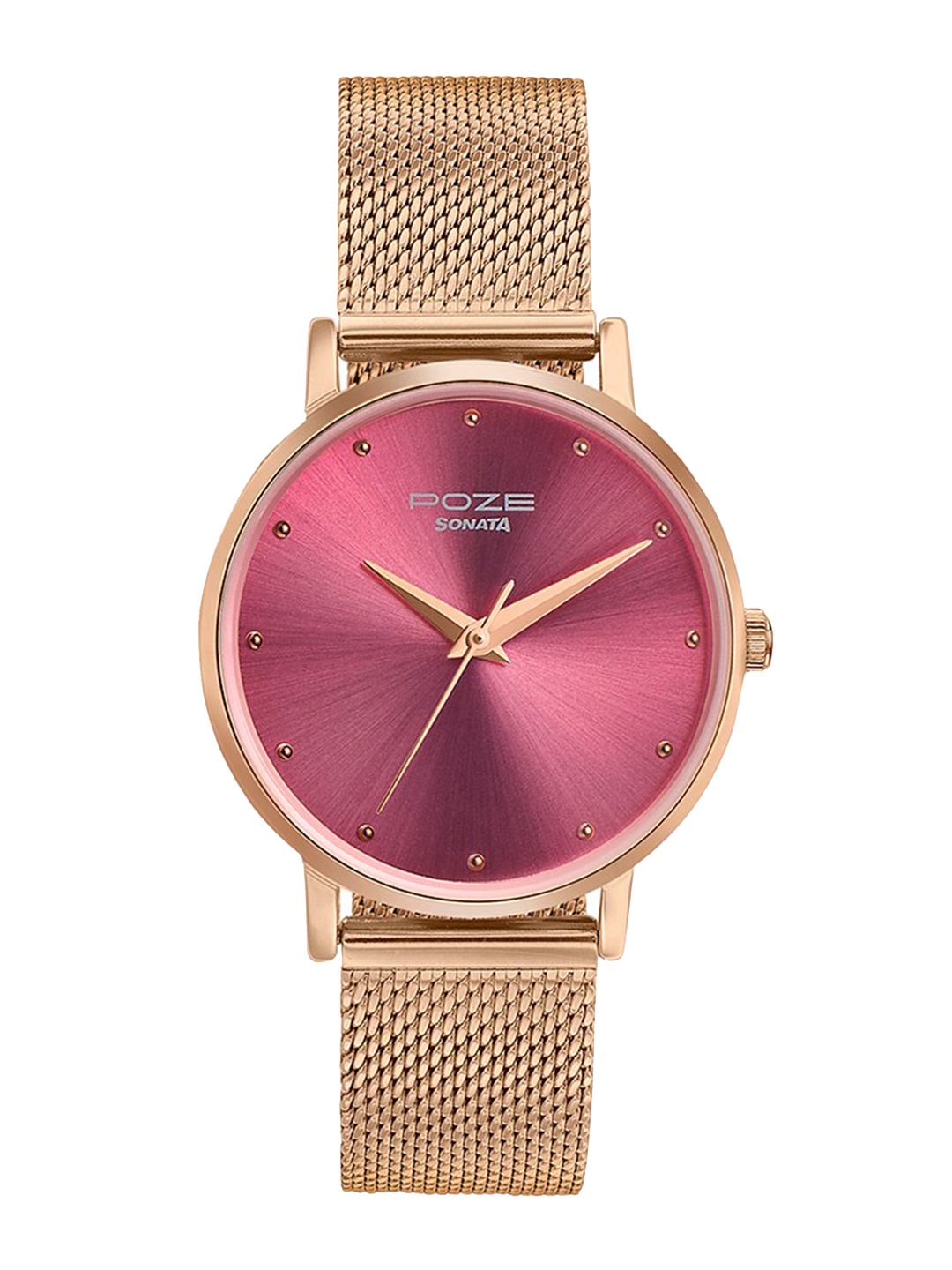 

Sonata Poze Women Bracelet Style Straps Analogue Watch SP80017WM03, Rose gold