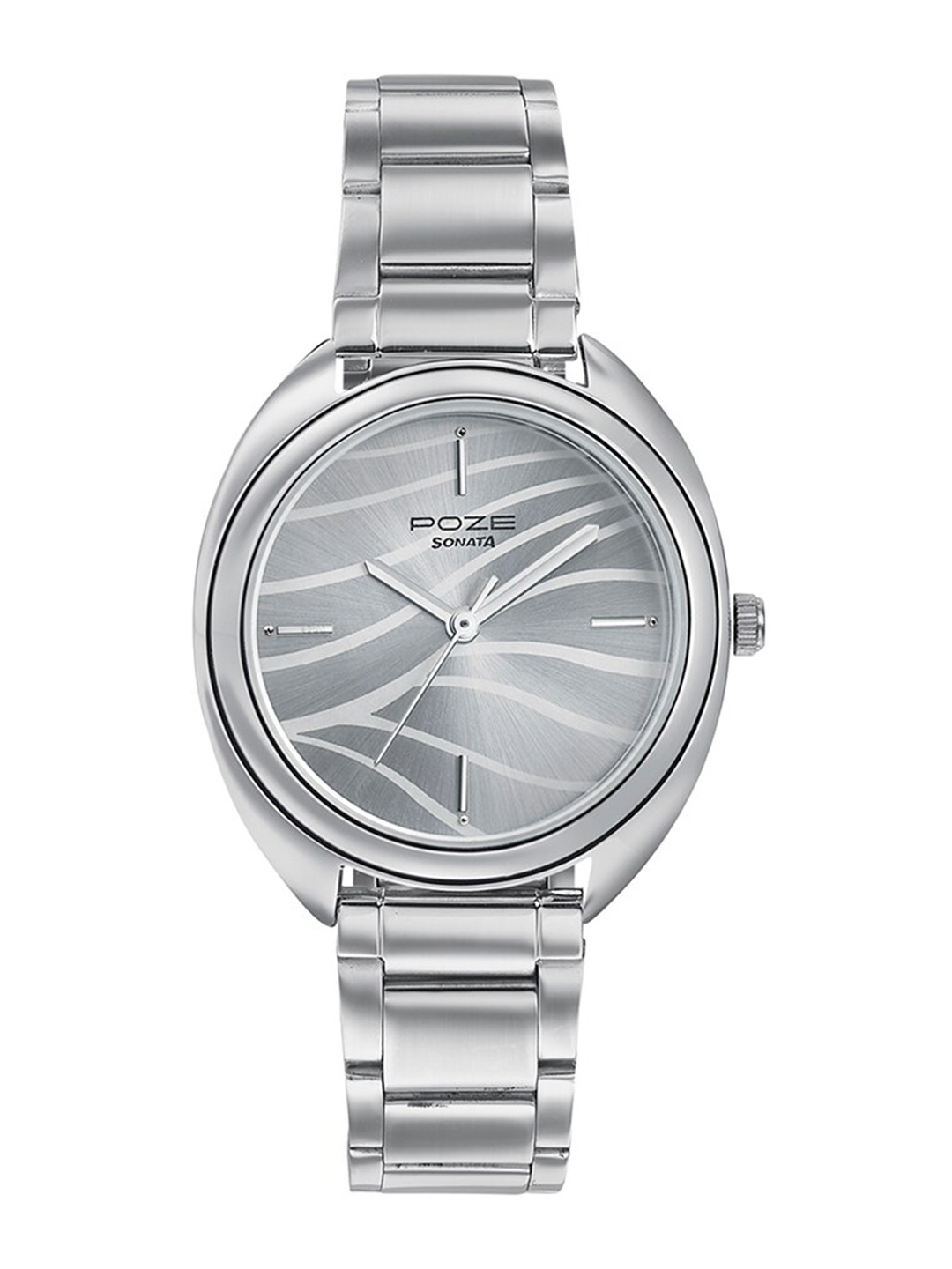 

Sonata Poze Women Embellished Bracelet Style Straps Analogue Watch SP80016SM01, Silver