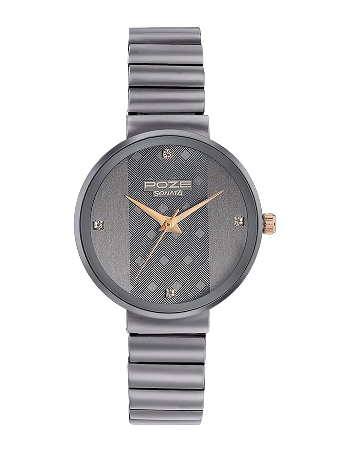 

Sonata Poze Women Textured Dial & Bracelet Style Straps Analogue Watch SP80004QM01, Grey